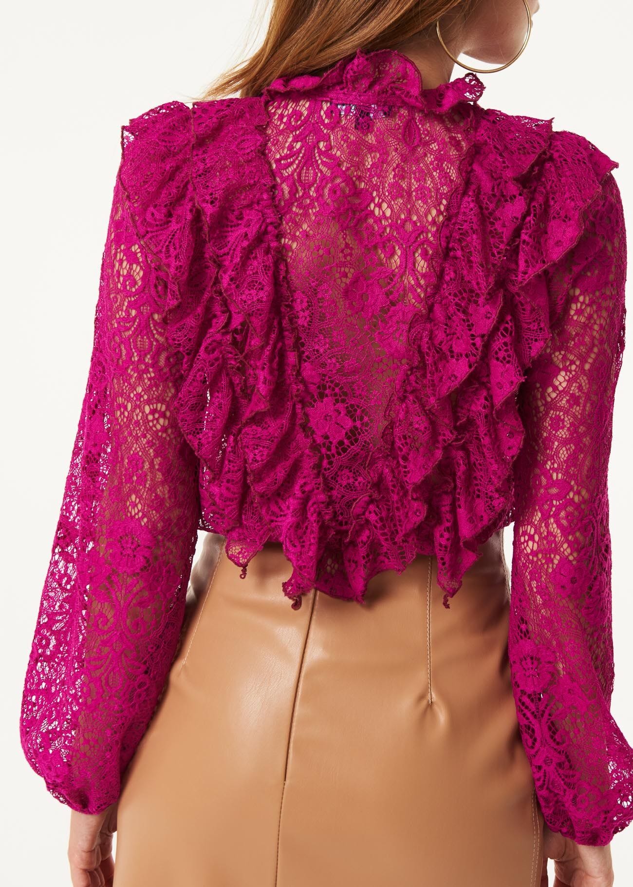 Lace blouse with small bow