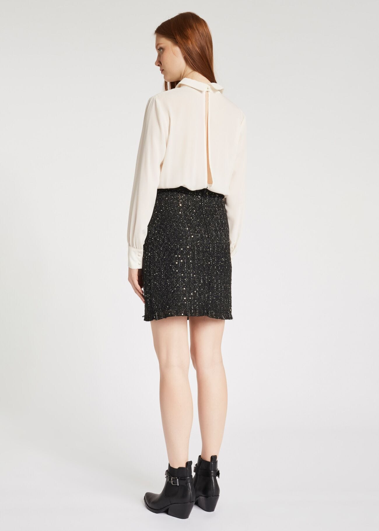 Dress with tweed skirt