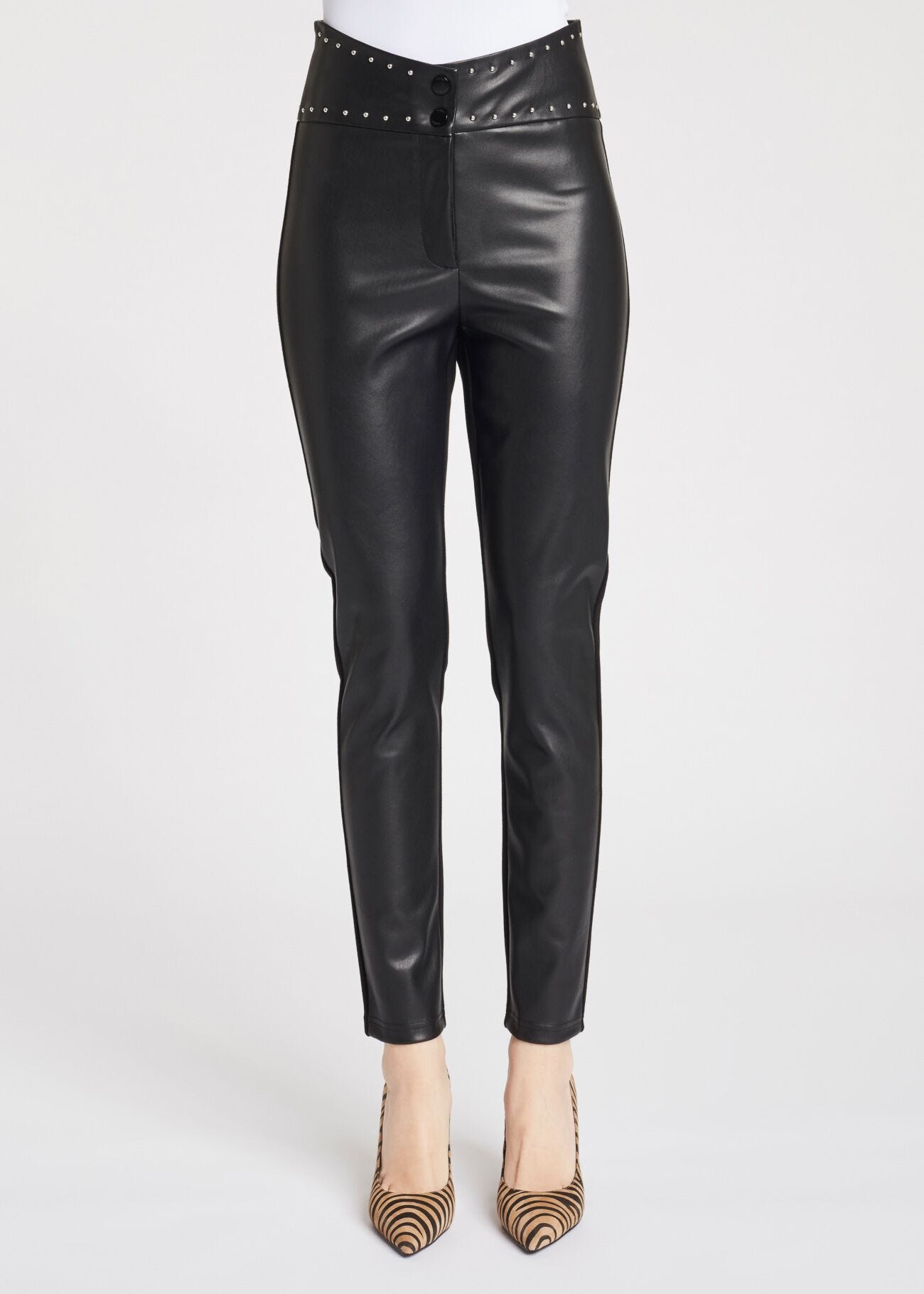 Slim-fit faux leather trousers