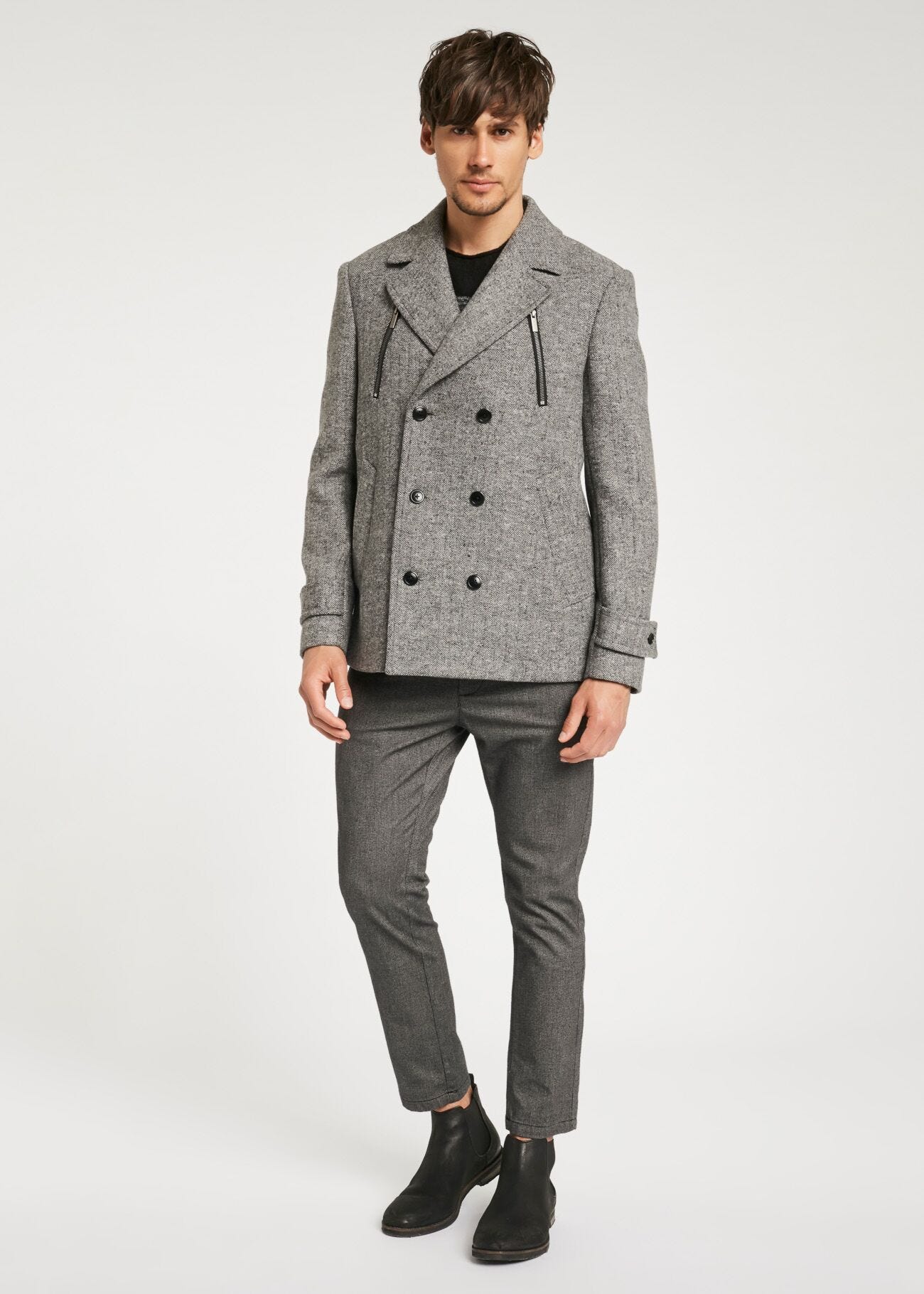 Pinstripe pea coat