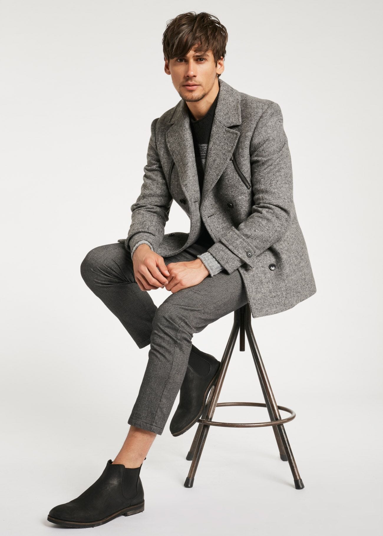 Pinstripe pea coat