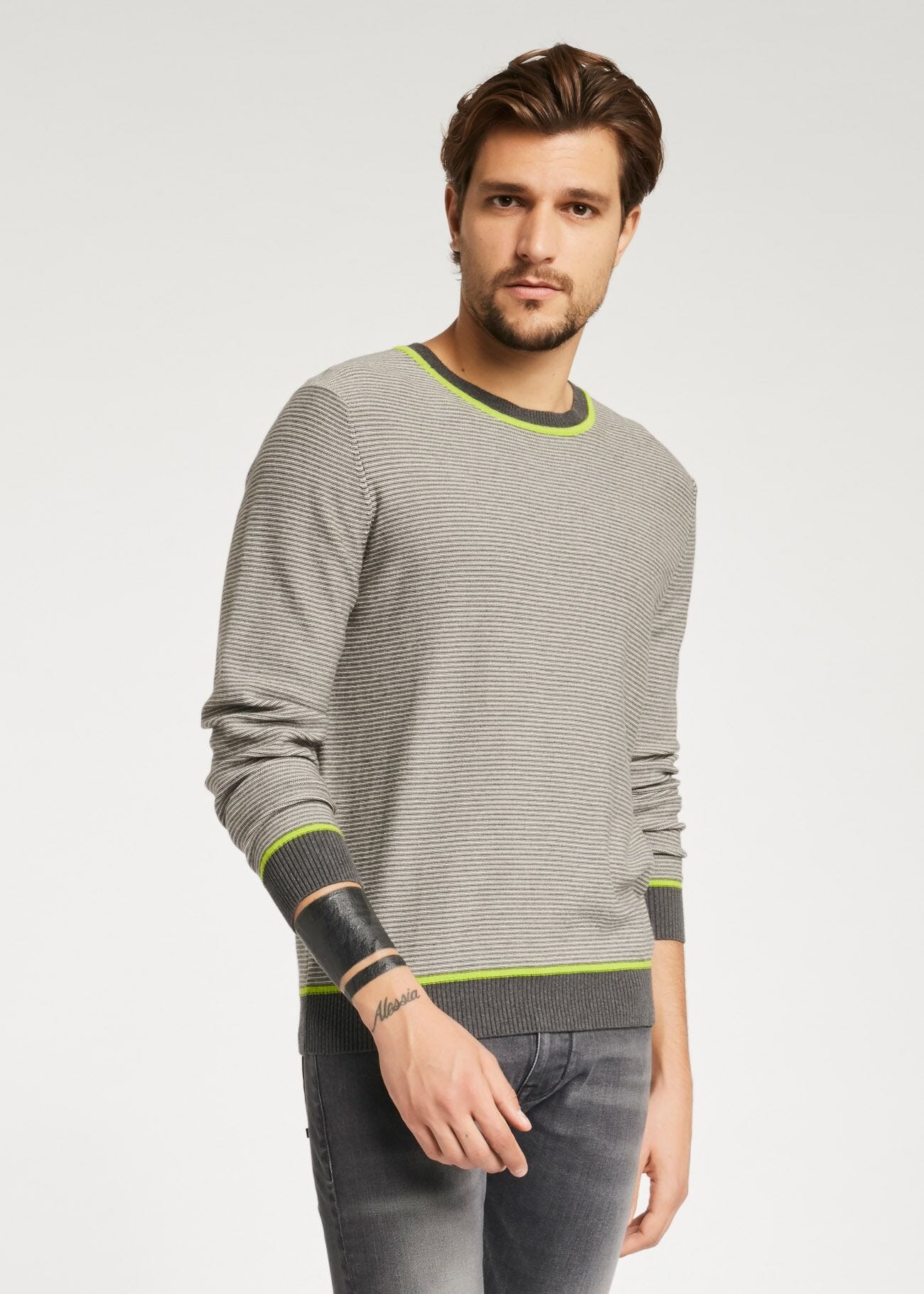 Jumper with fluorescent intarsia