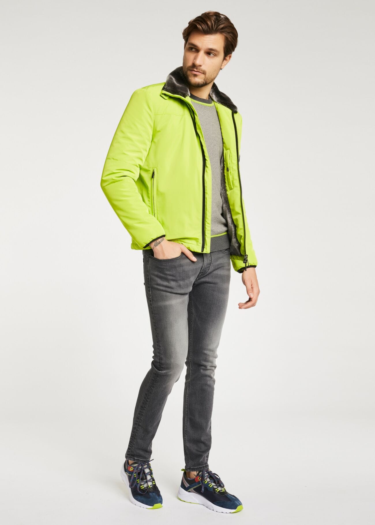 Jumper with fluorescent intarsia