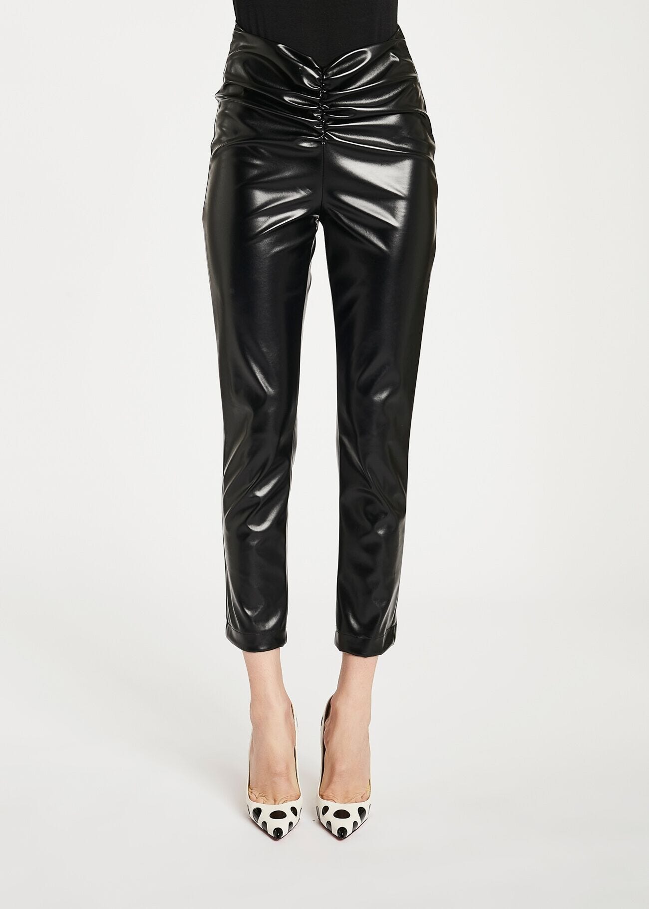 Leather-look trousers