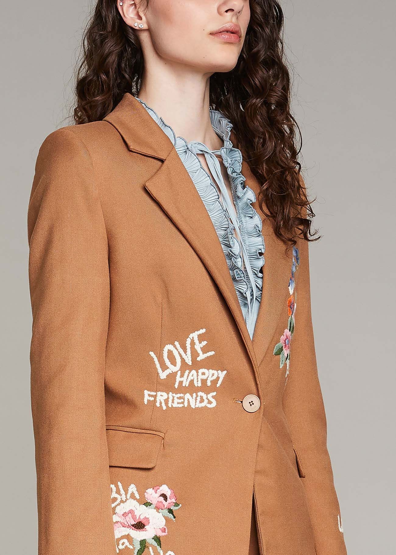 Blazer con ricamo floreale