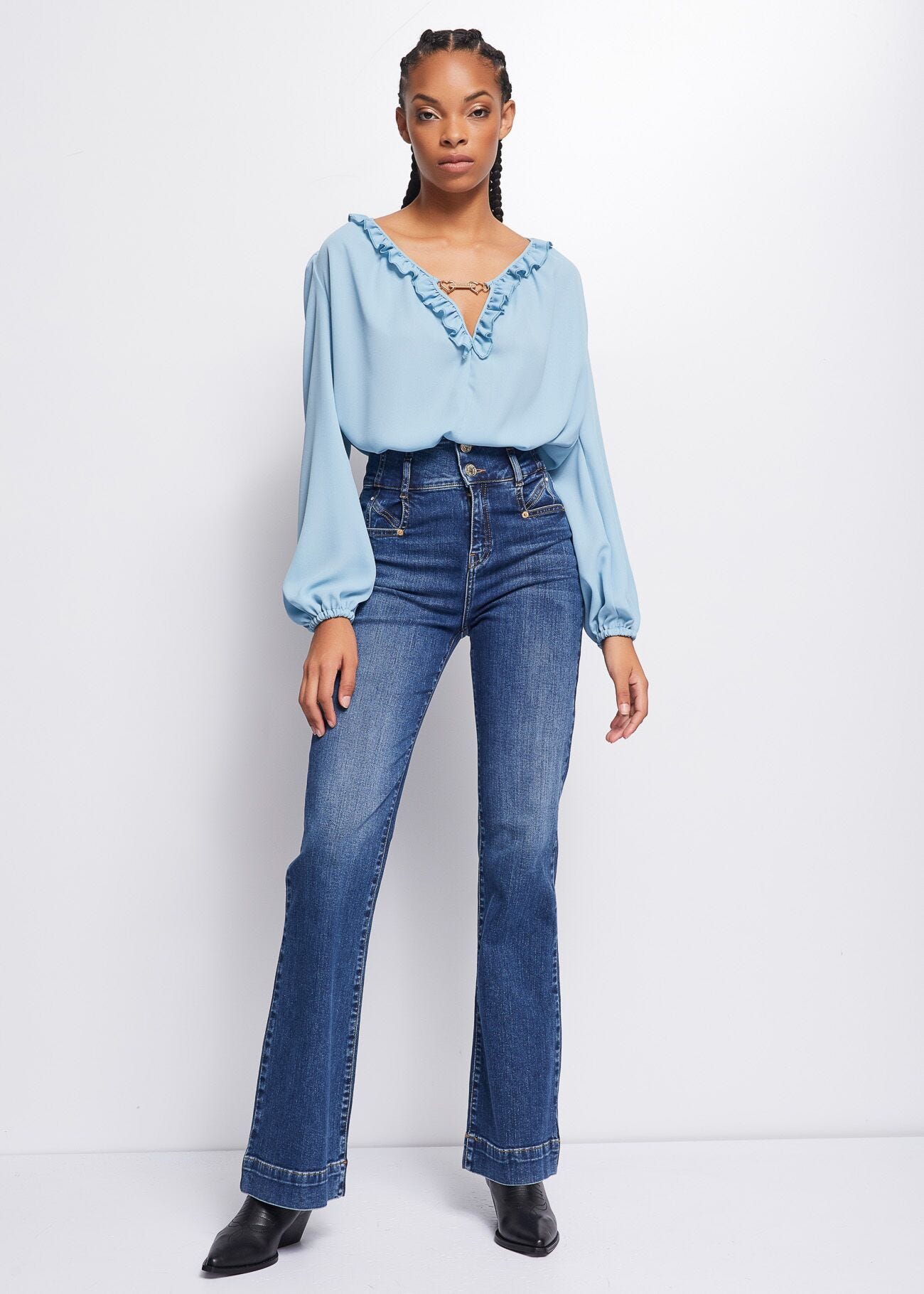 Body in georgette con rouches