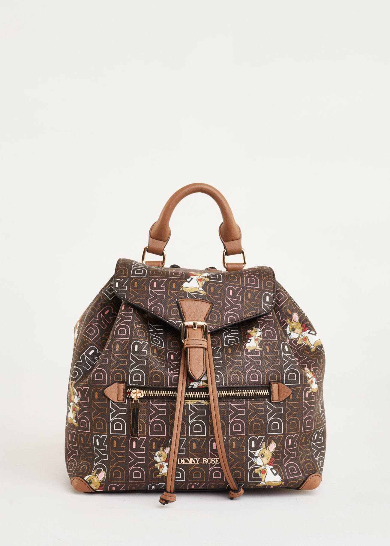 Backpack in printed faux leather