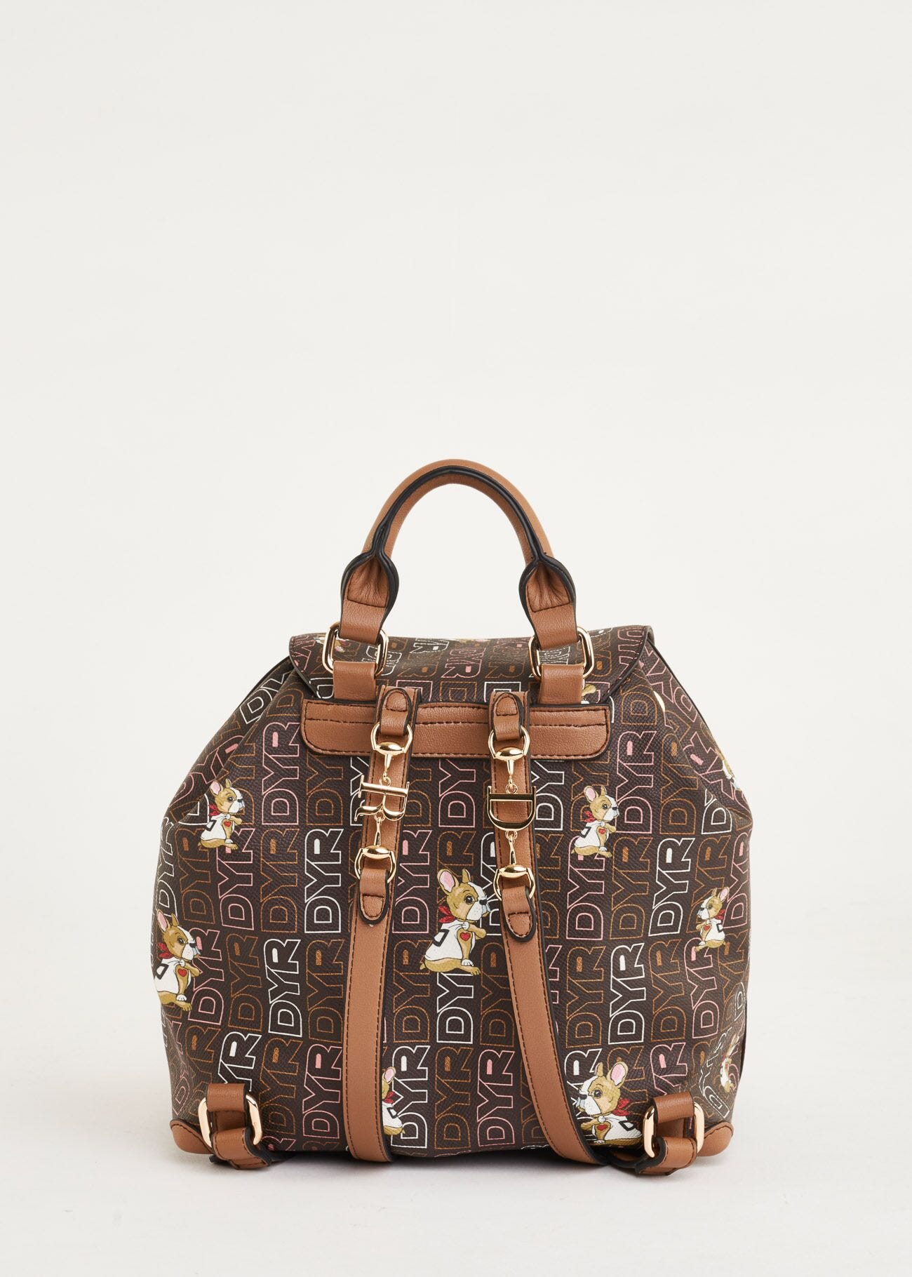 Backpack in printed faux leather