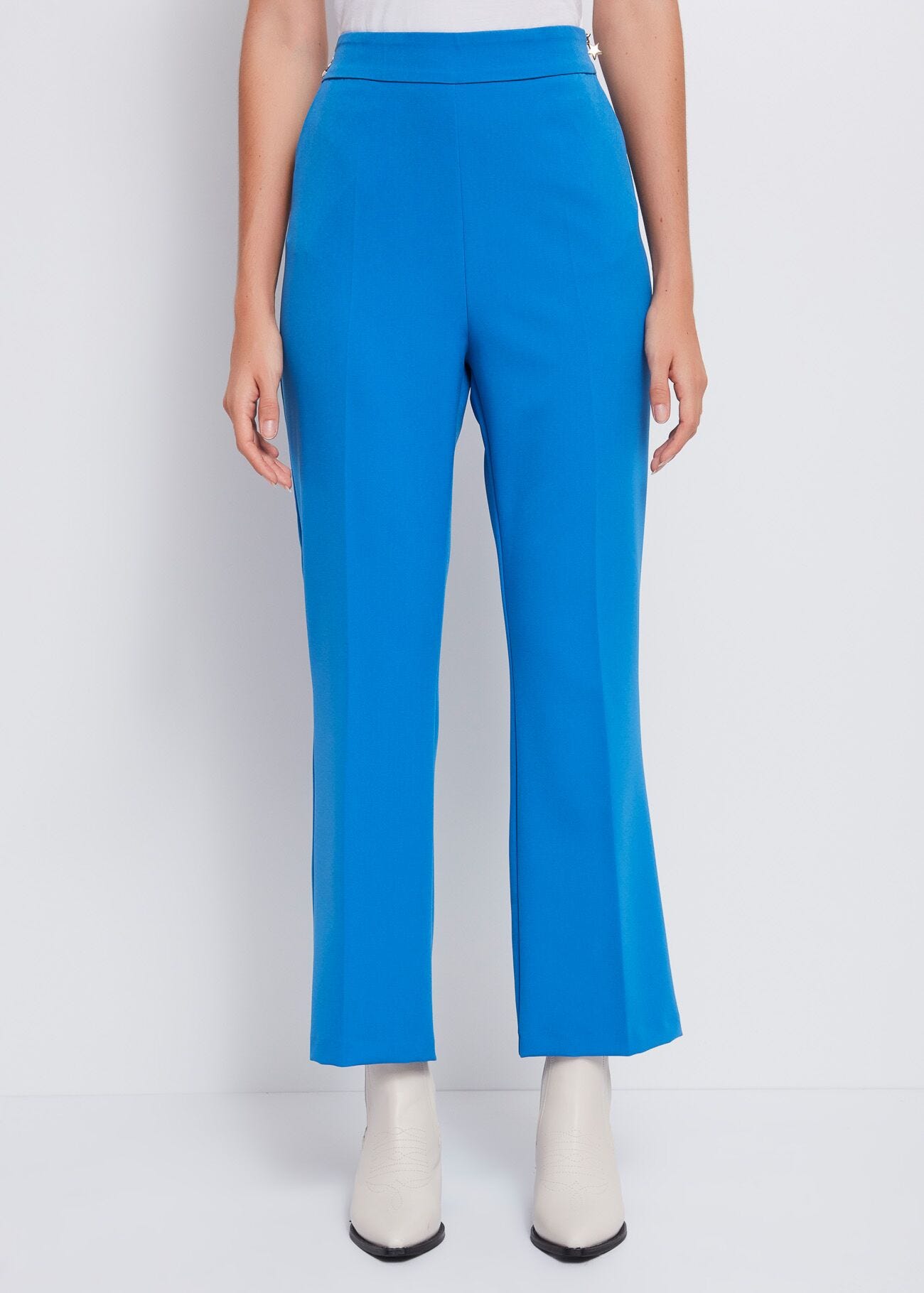 Flared two-way stretch trousers