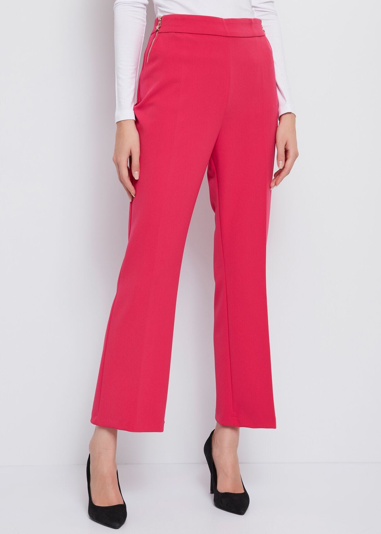 Flared two-way stretch trousers