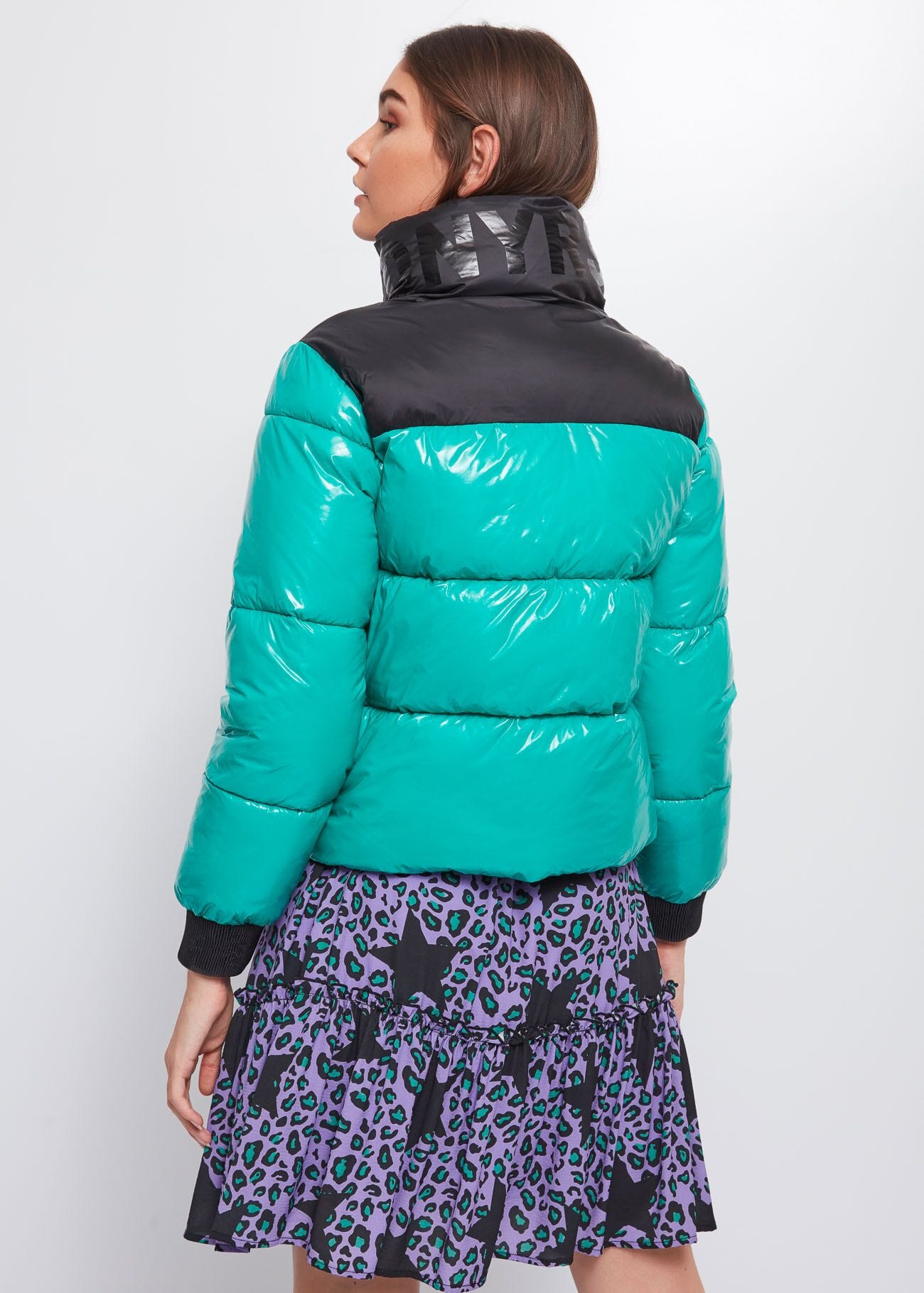 Down jacket in glossy nylon