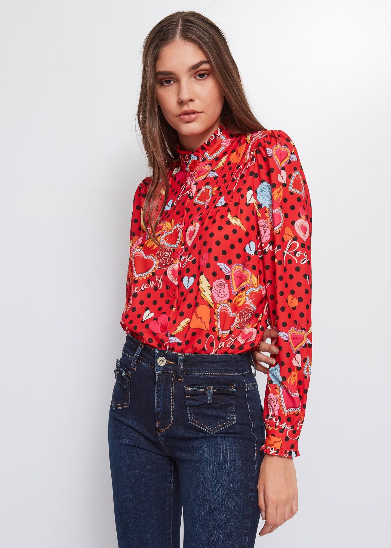 Printed satin shirt