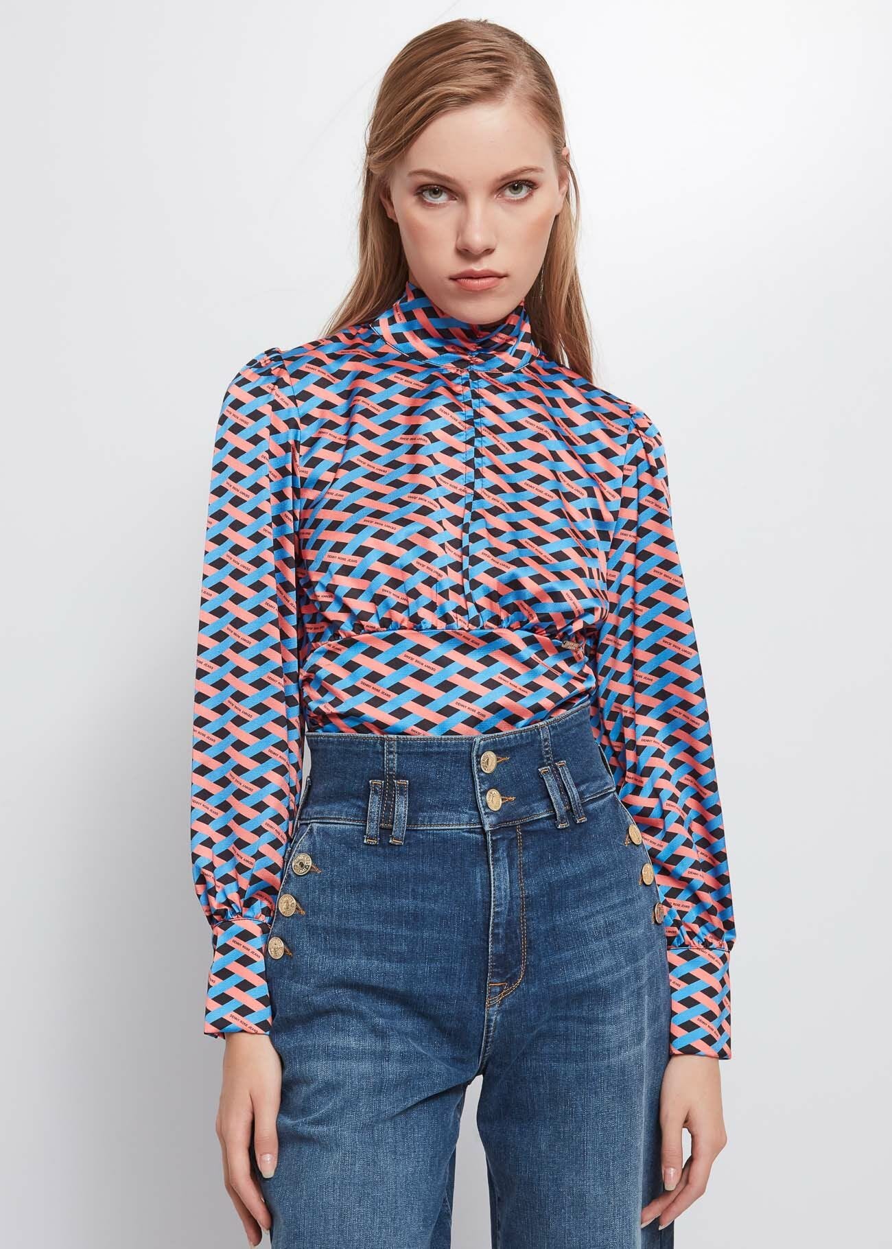 Blouse with geometric print