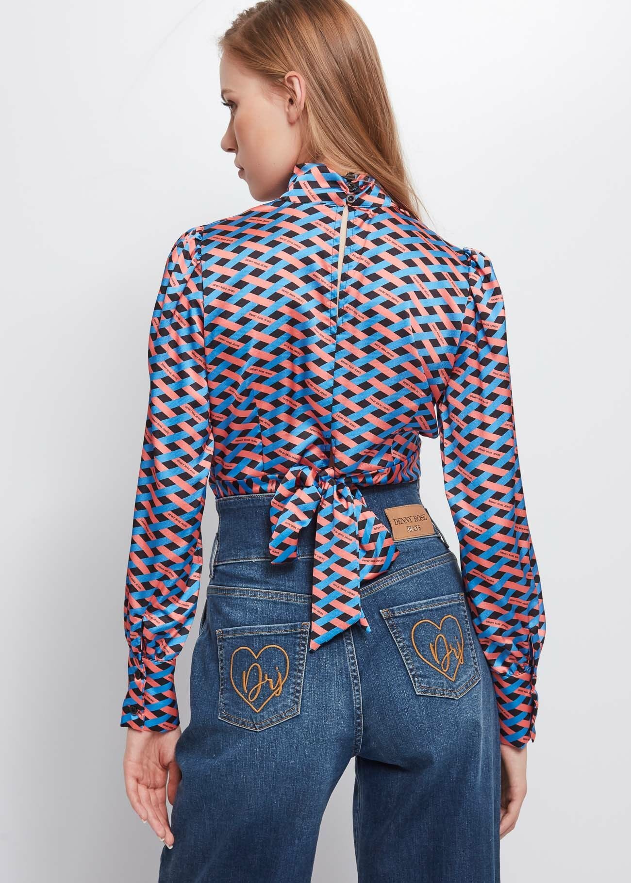 Blouse with geometric print