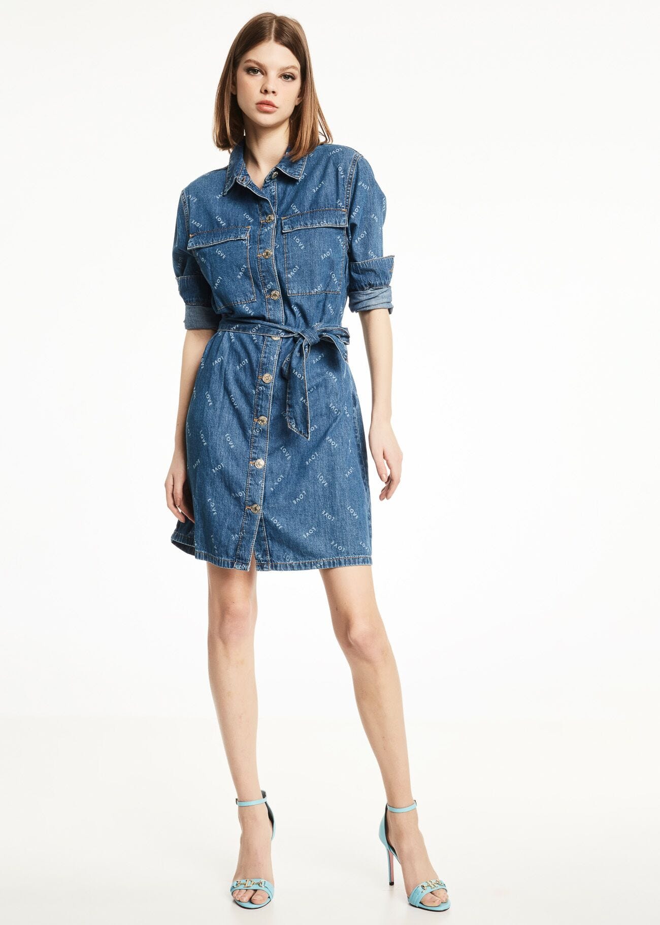 Denim dress with lettering