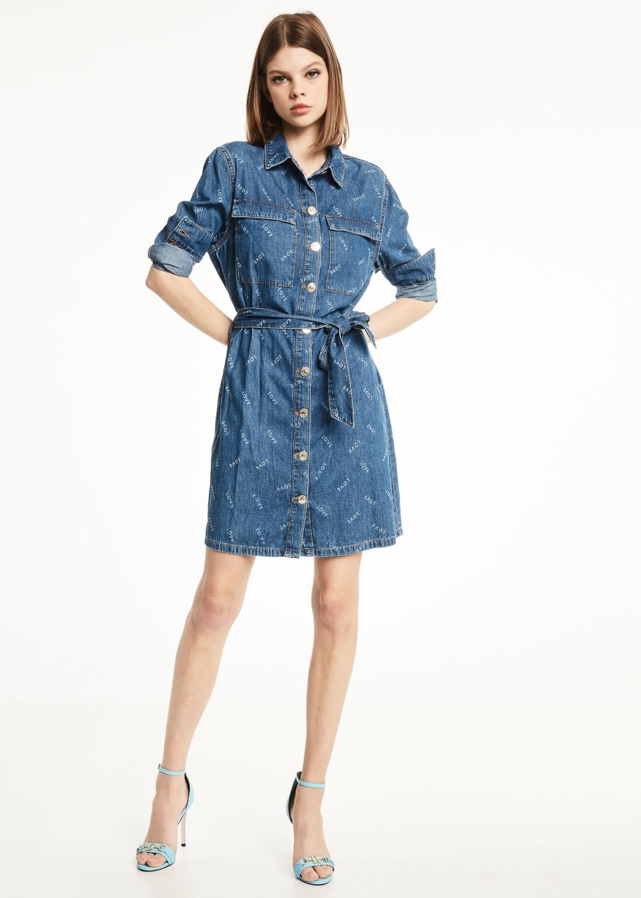 Denim dress with lettering