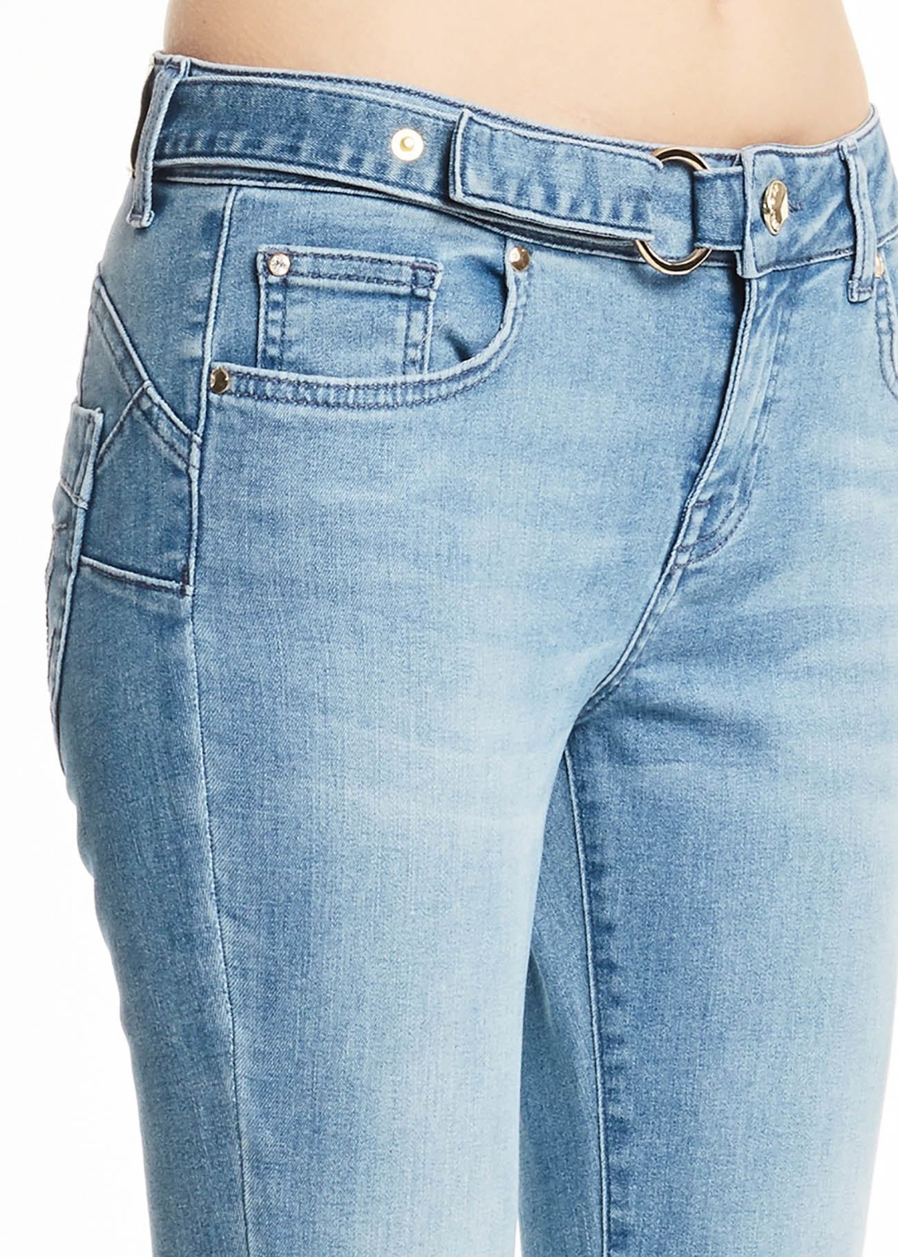 Worn-effect flared jeans