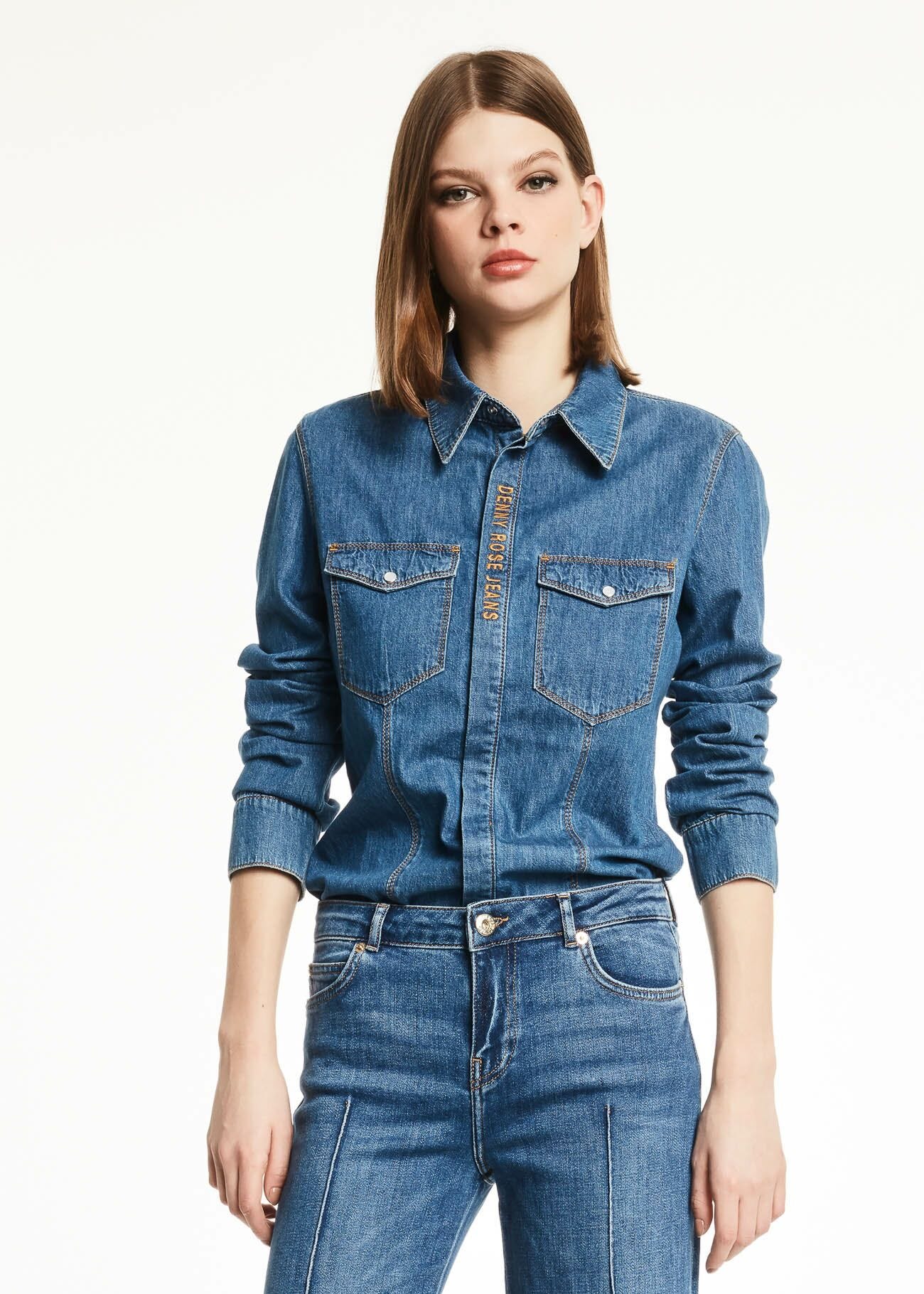 Shirt in cotton denim