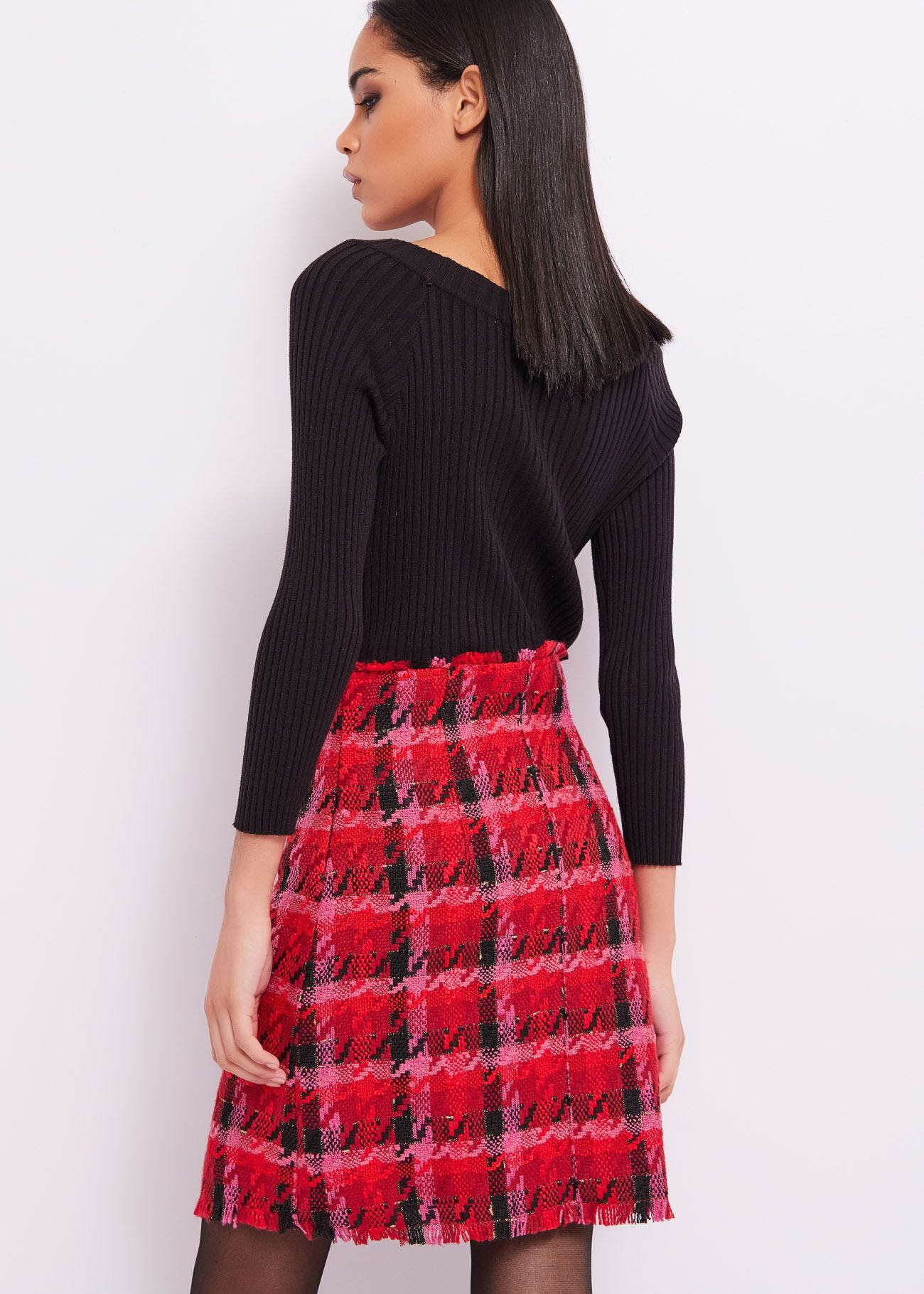 Dress with bouclé skirt