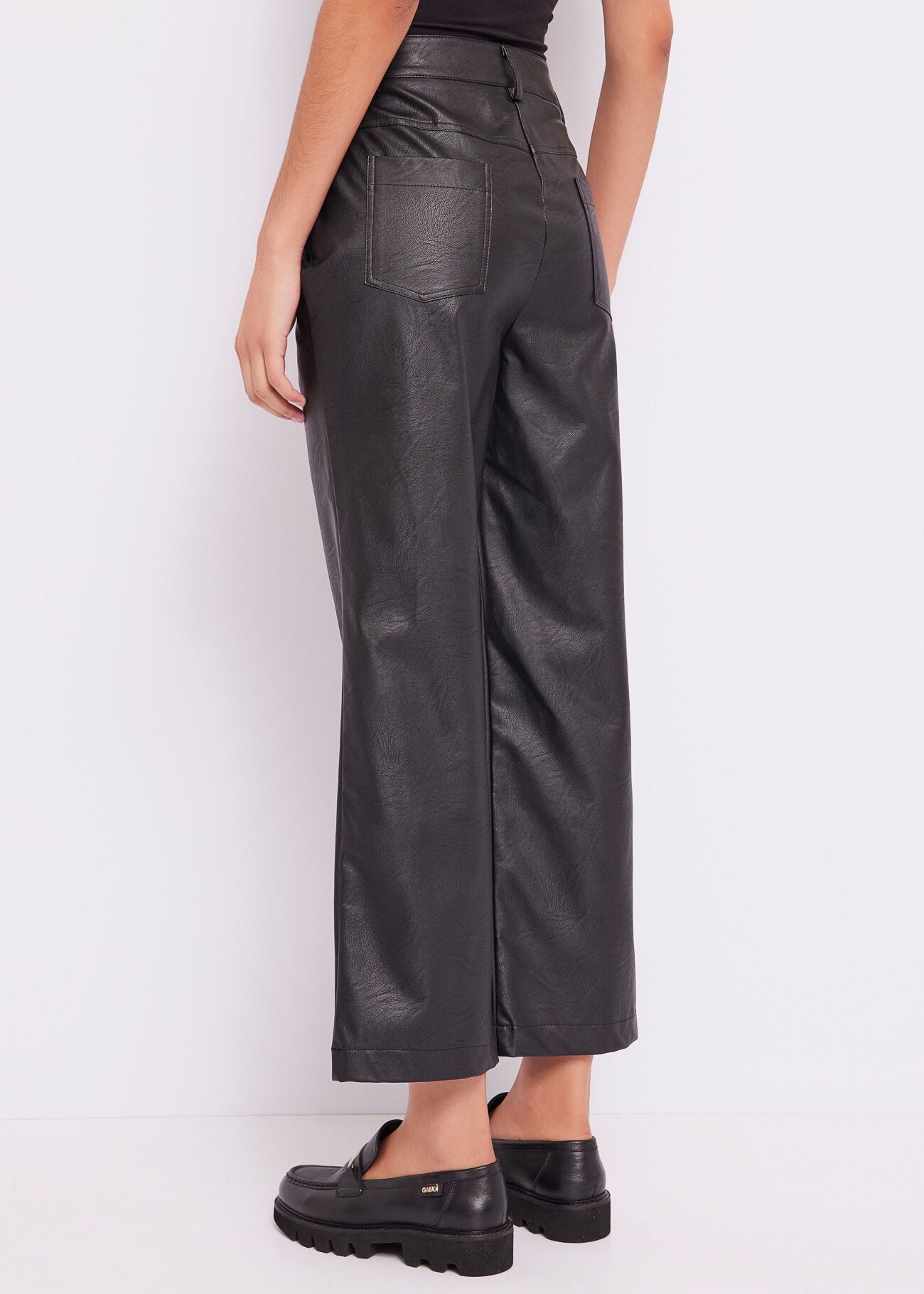 Faux-leather trousers