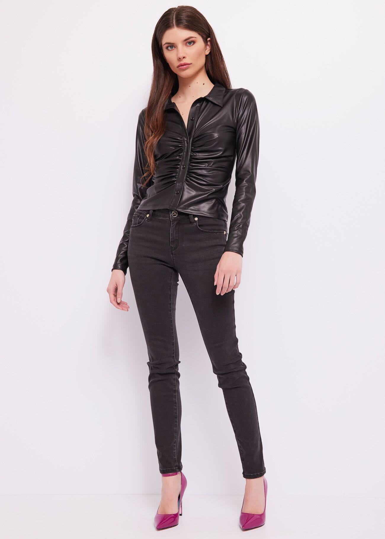 Faux-leather shirt