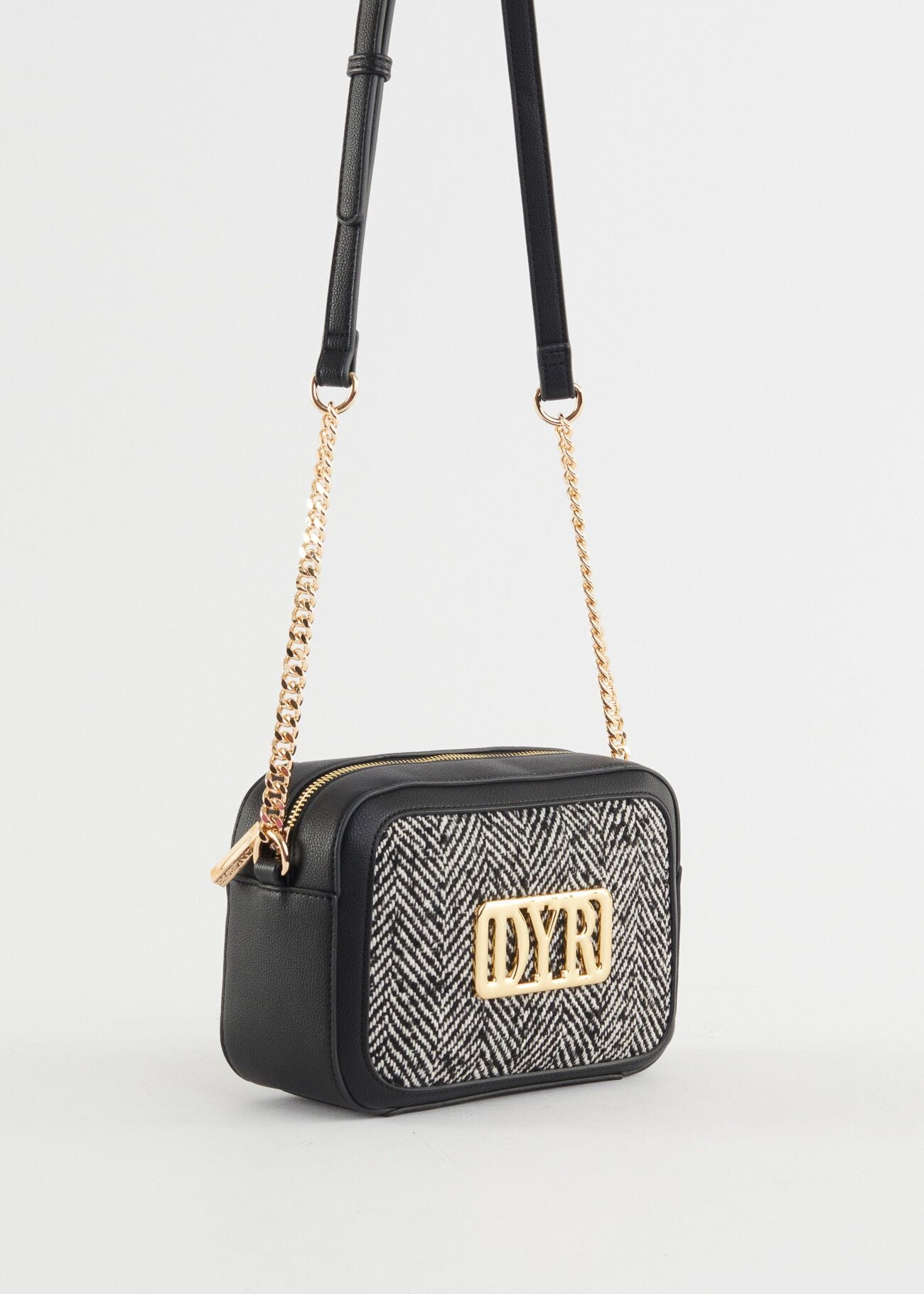 Crossbody bag with tweed detail