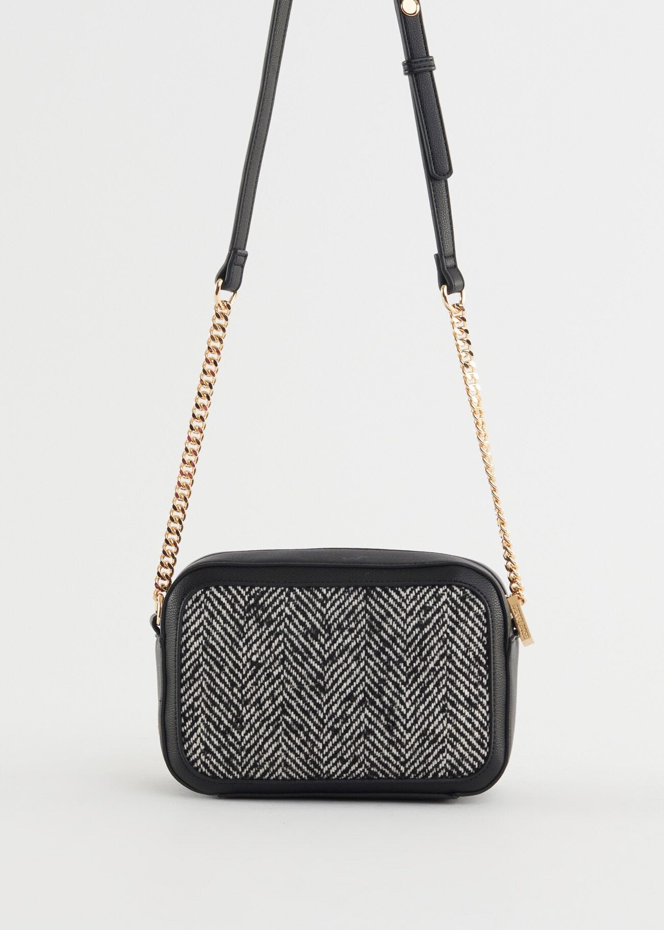 Crossbody bag with tweed detail