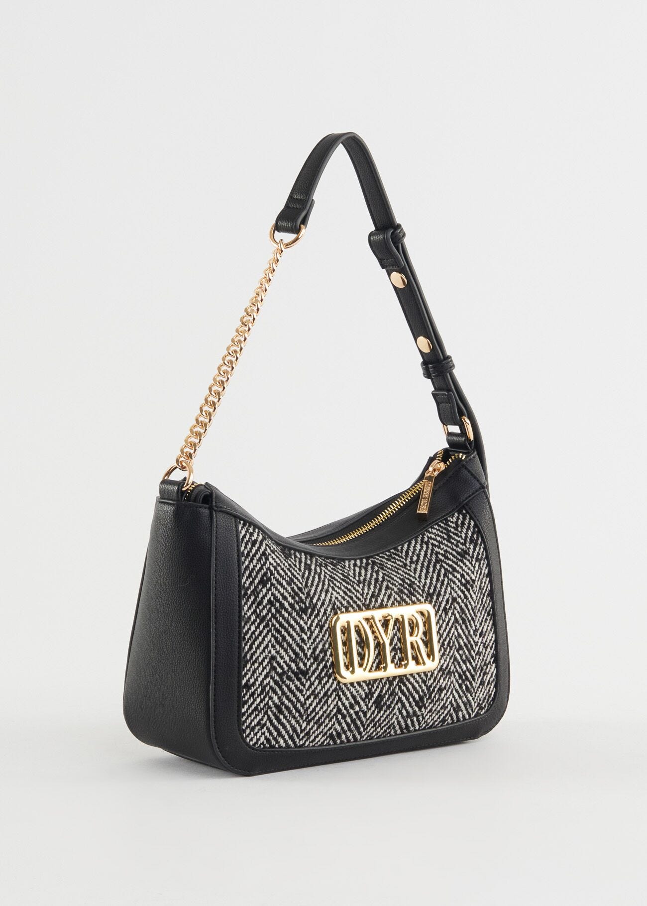 Borsa a spalla con dettaglio tweed