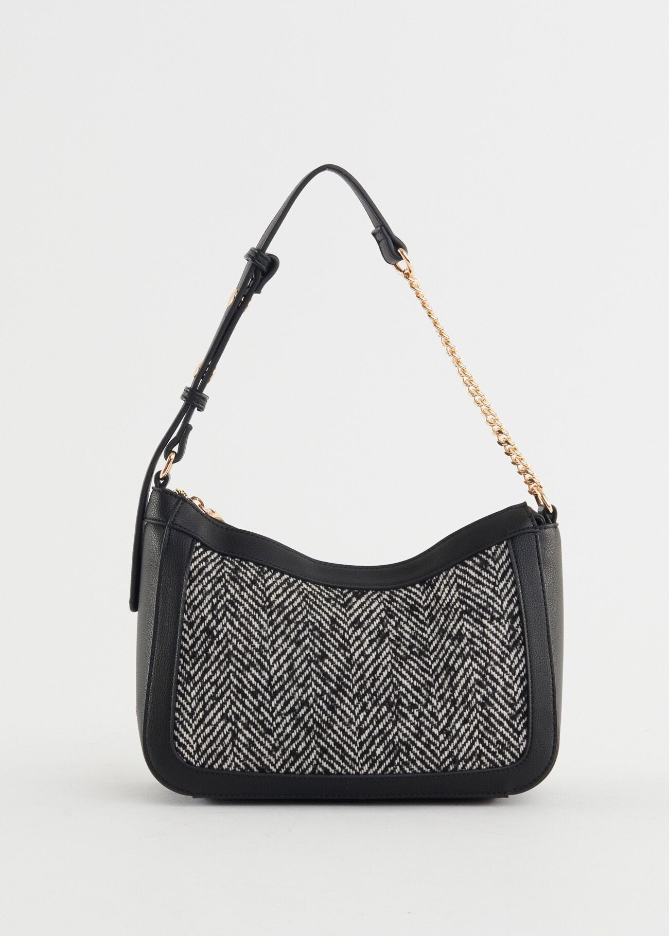 Borsa a spalla con dettaglio tweed