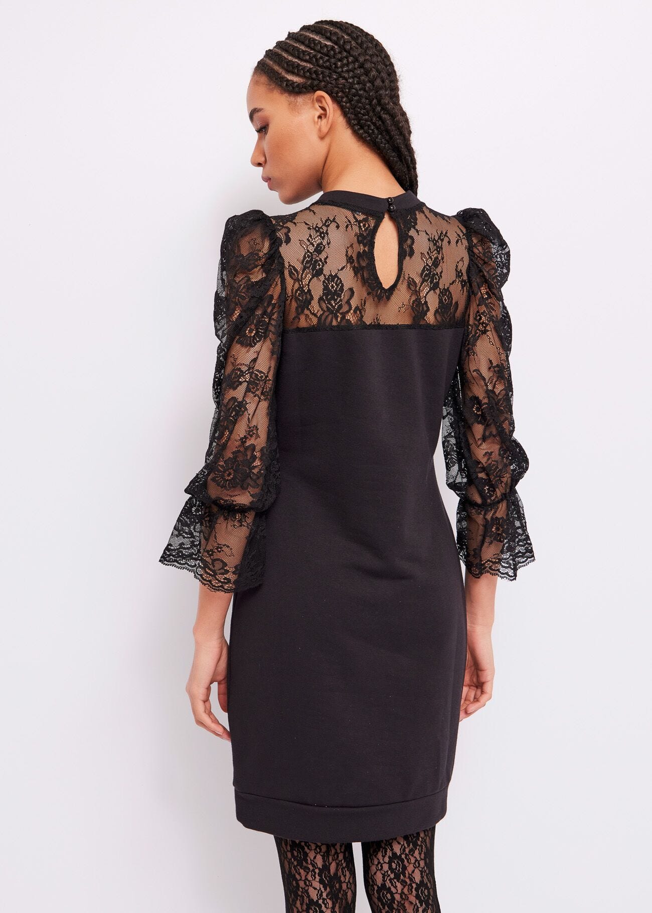 Vestito in felpa con pizzo
