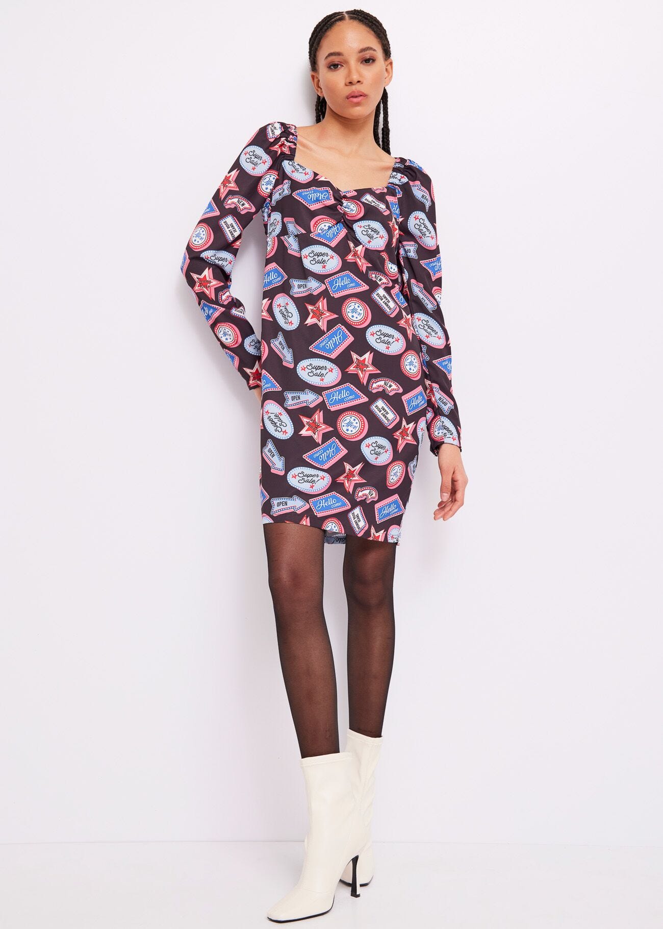 Printed satin dress