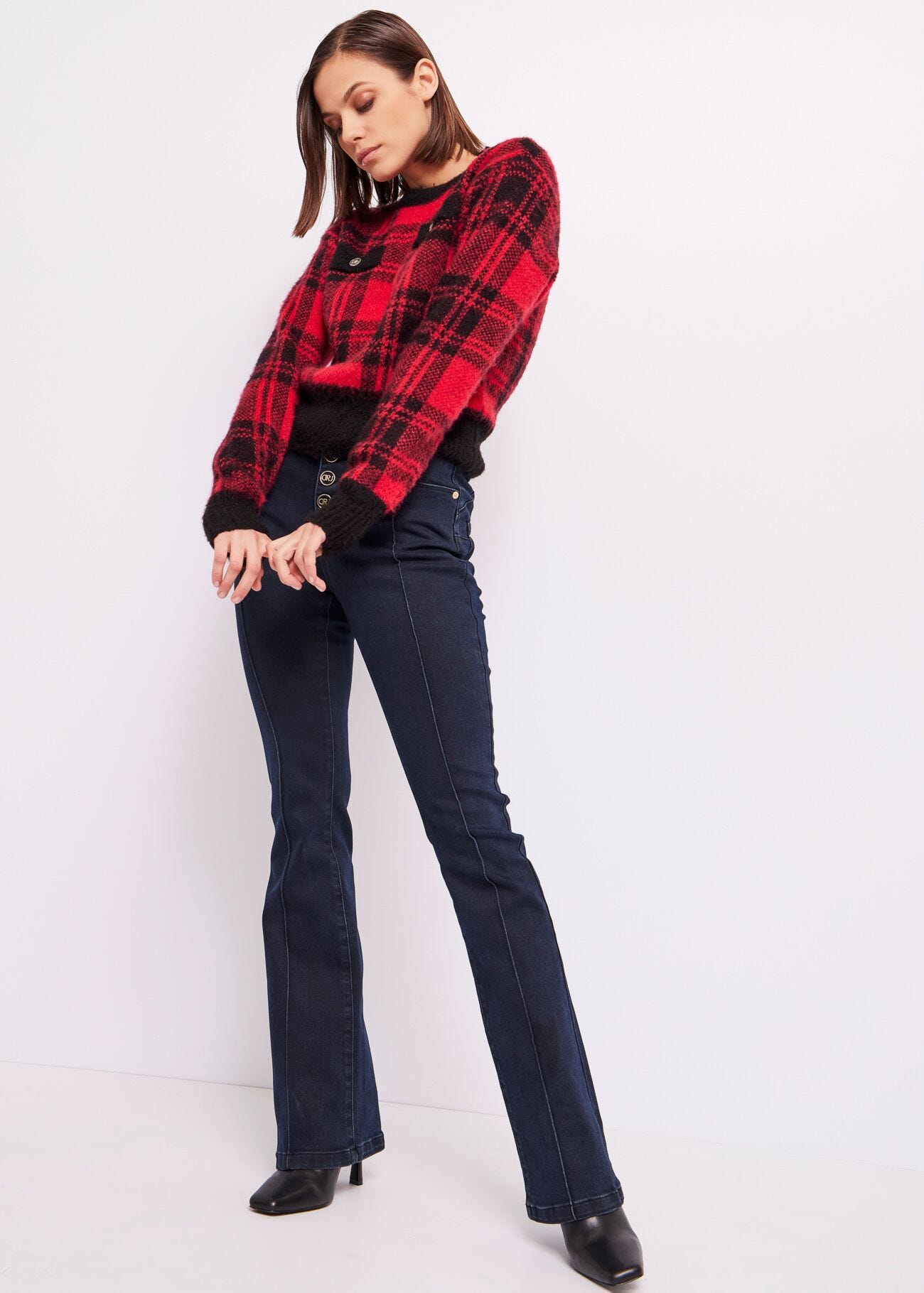 High-waist flared jeans