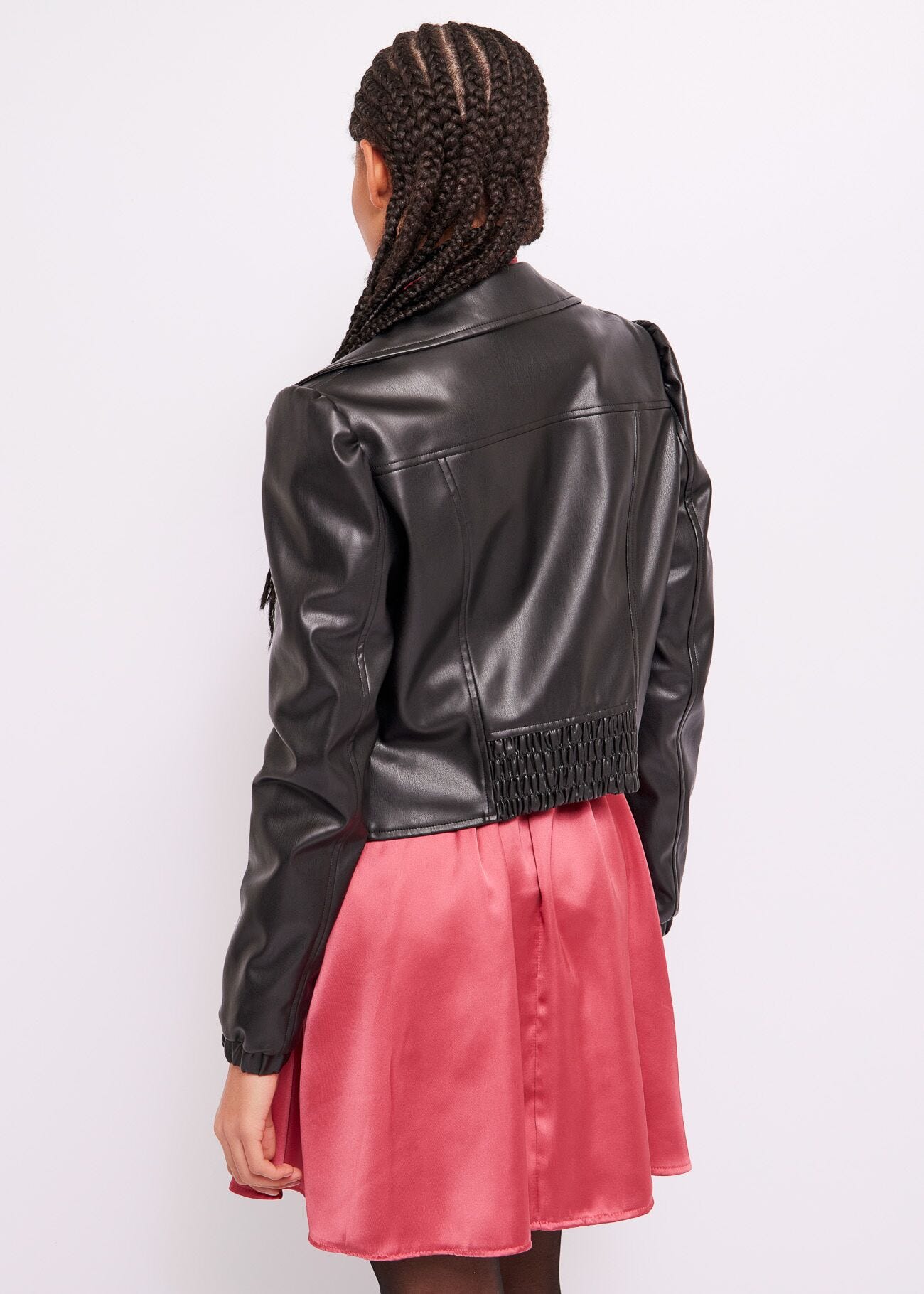 Faux-leather biker jacket