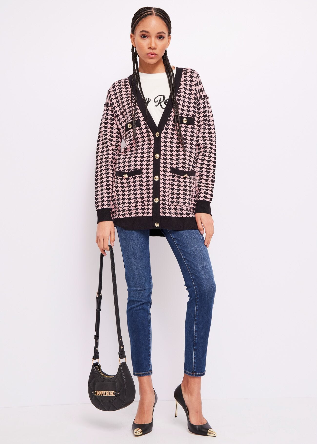 Cardigan pied de poule
