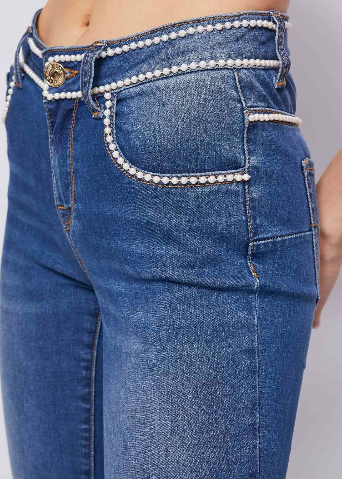 Jeans skinny con perline