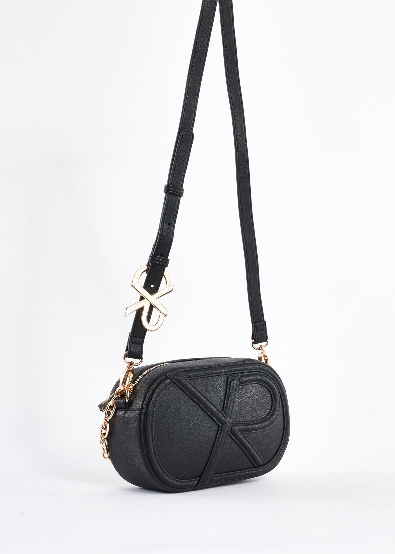 Eco-leather crossbody bag with logo