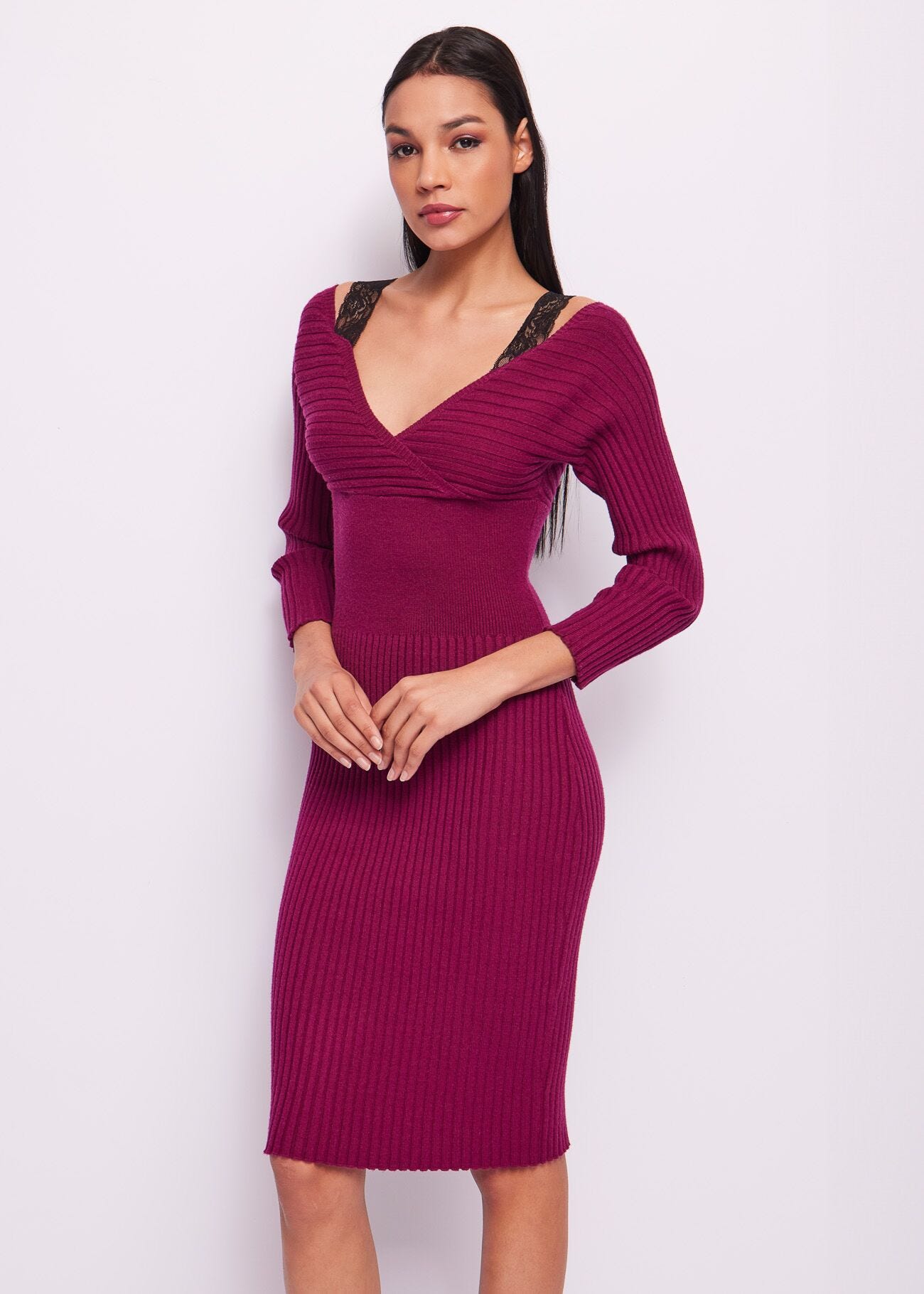 Purple knitted dress