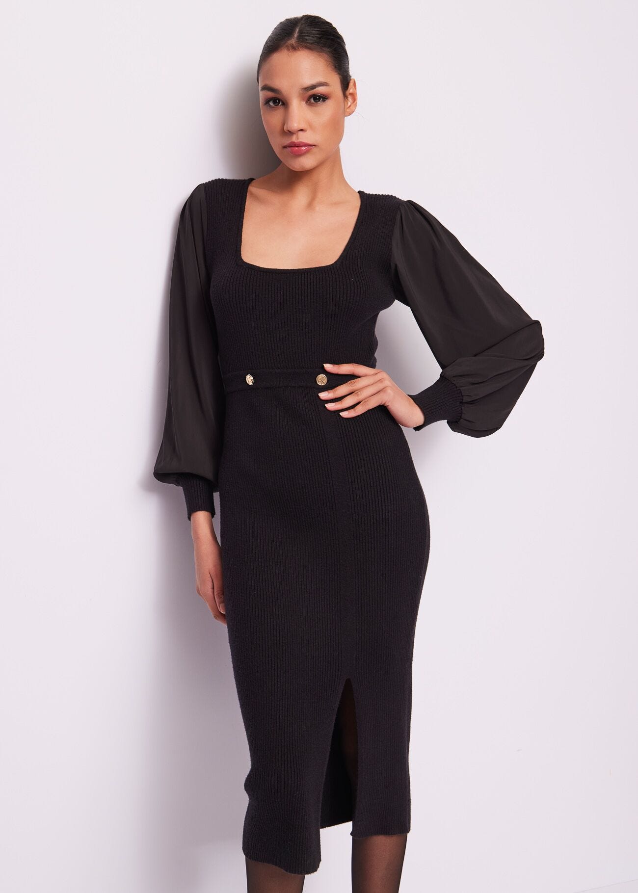 Vestido negro de punto