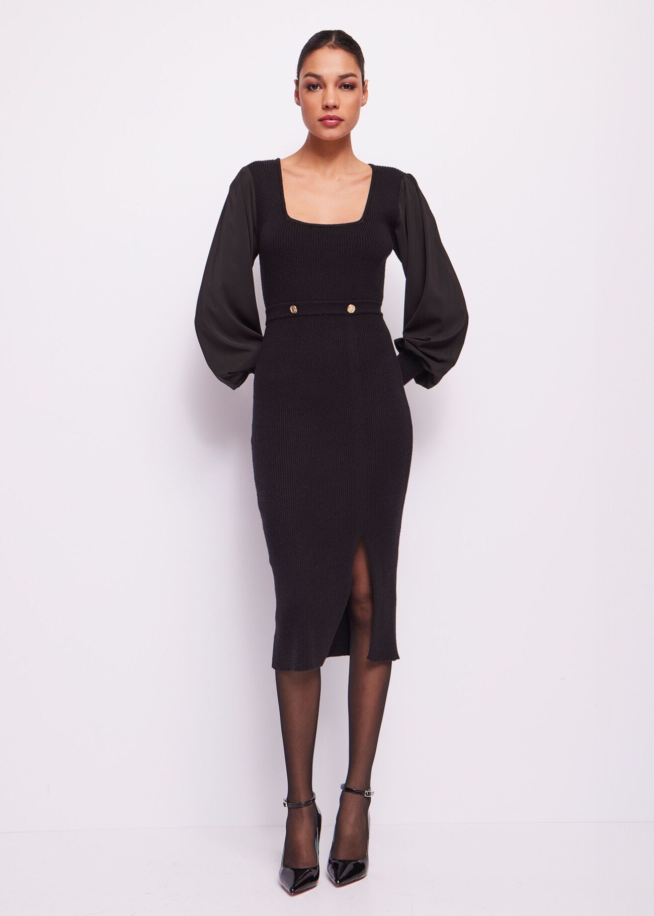 Vestido negro de punto