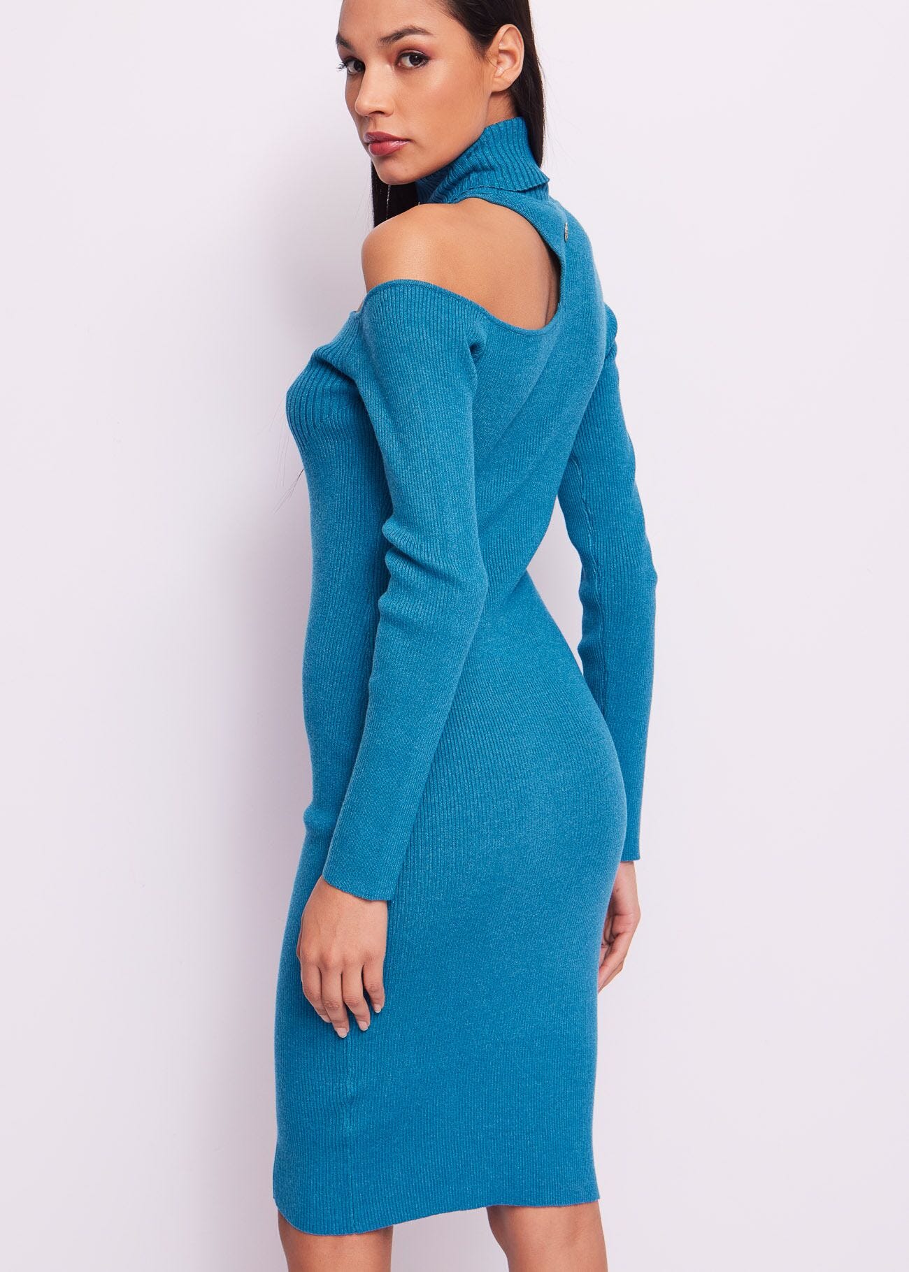 Abito blu in maglia a coste