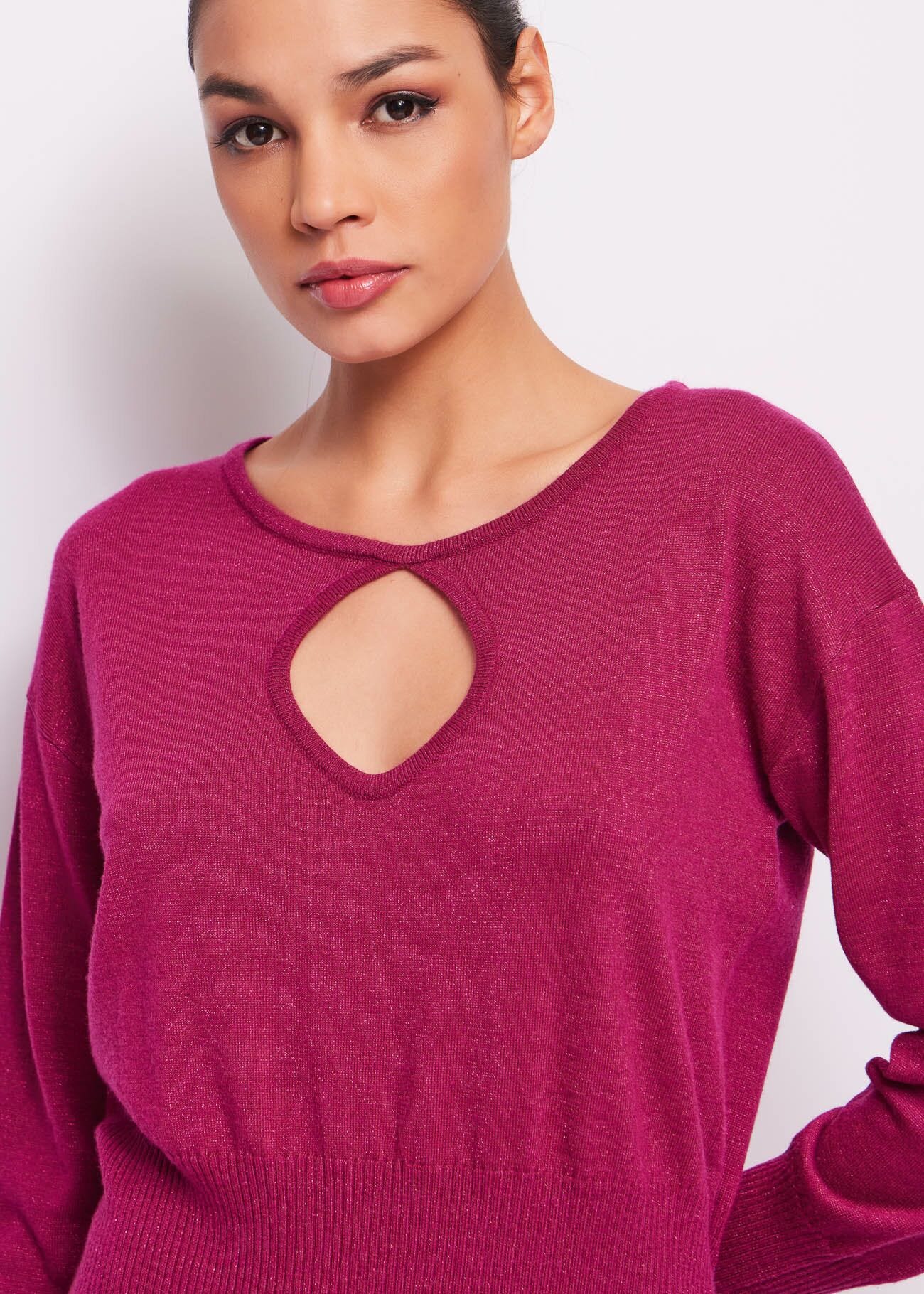 Mini abito fucsia in misto lana