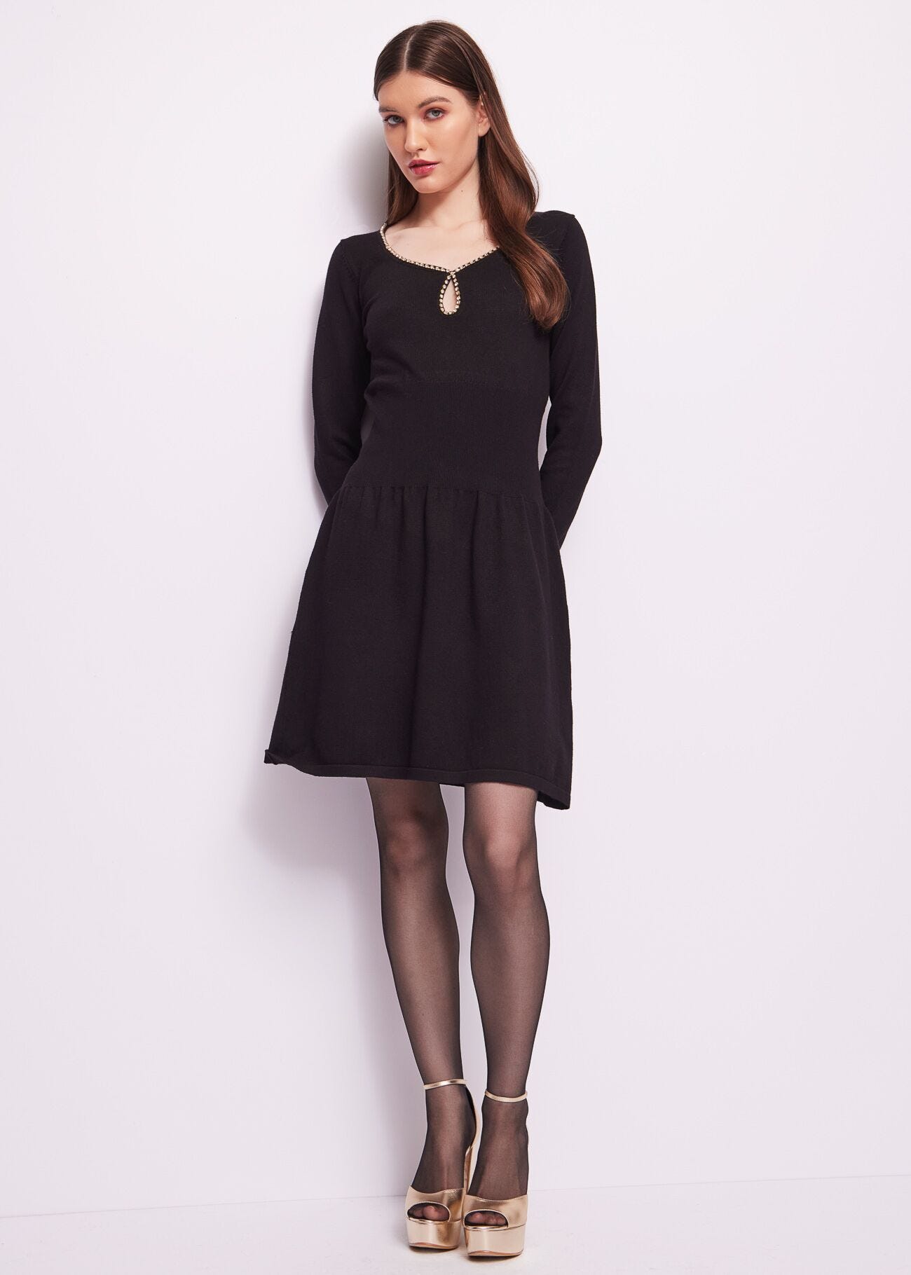 Mini abito in maglia con strass