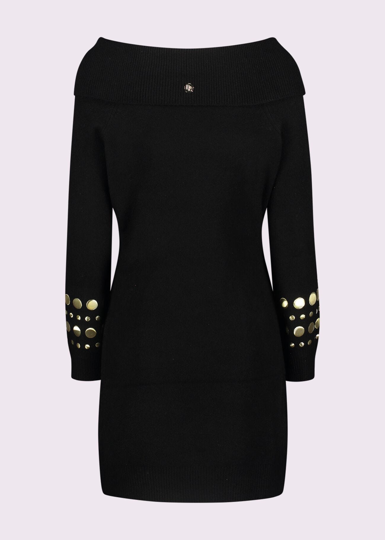 Black wool-blend mini dress