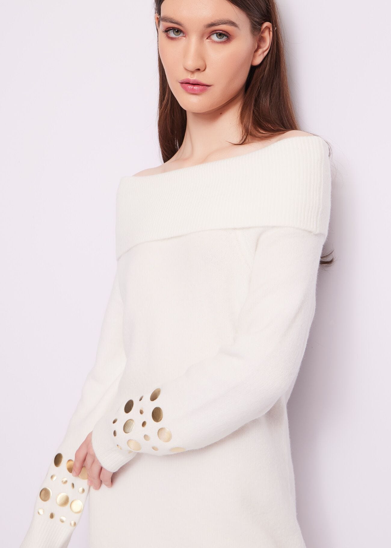 White wool-blend mini dress