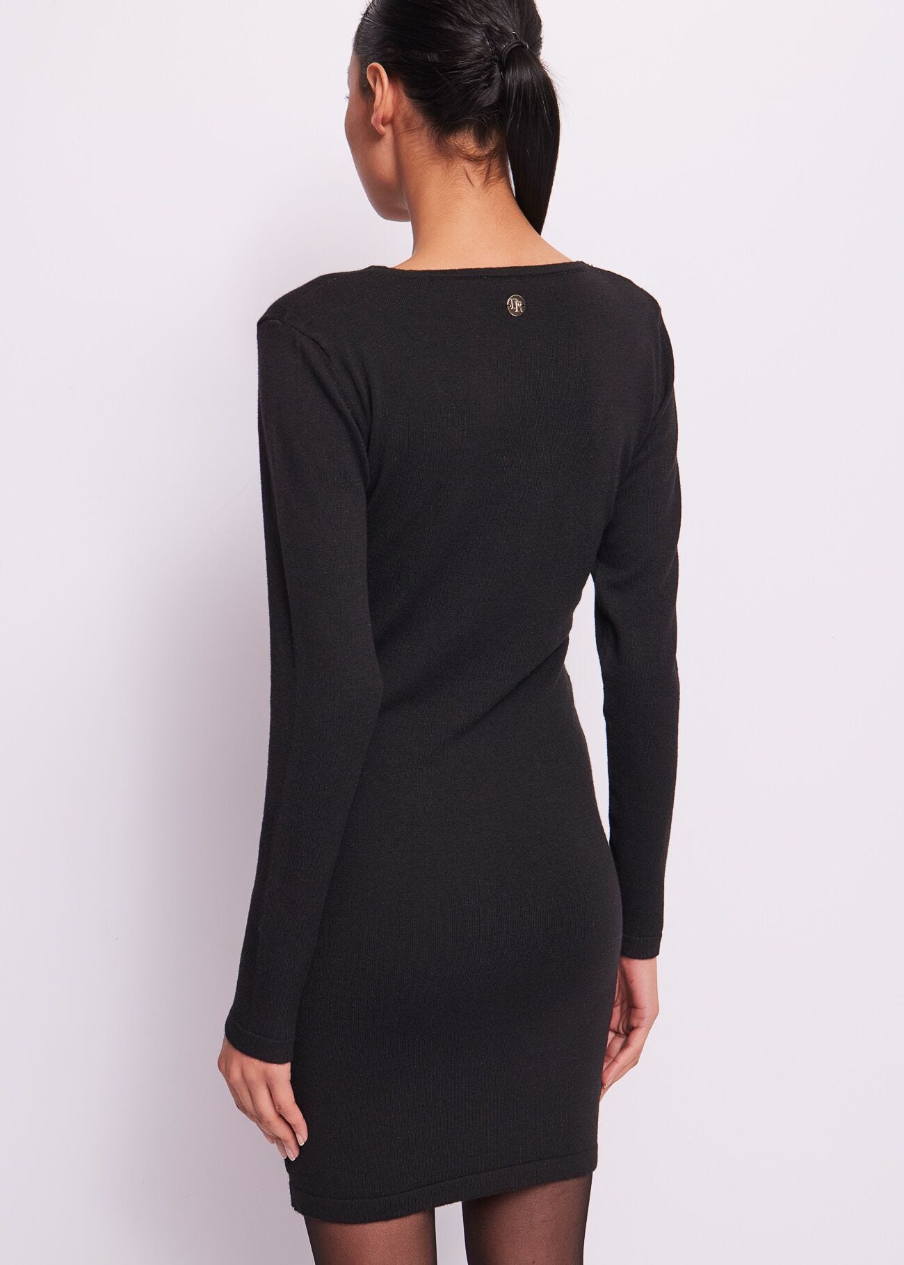 Black wool-blend mini dress
