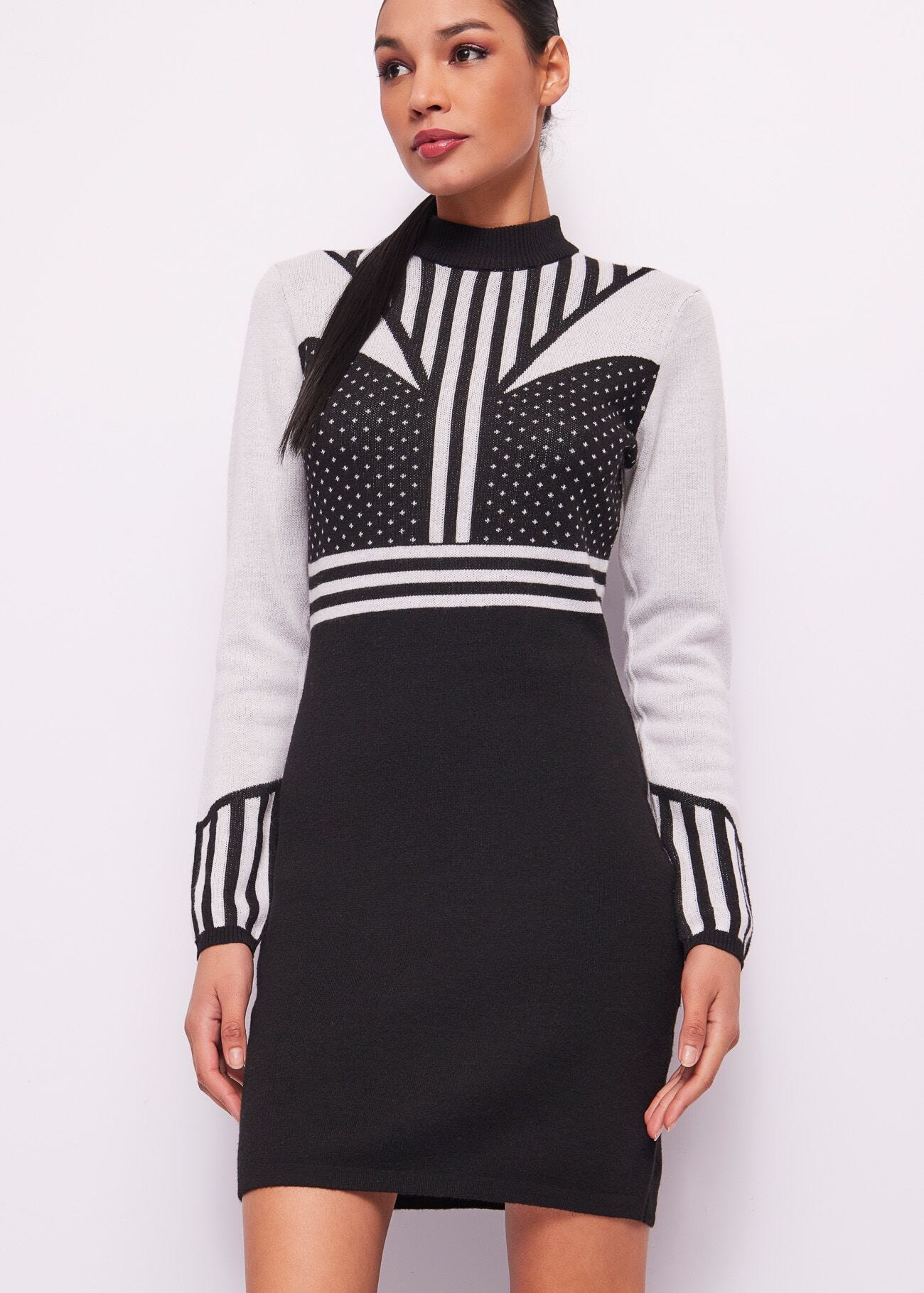 Mini abito in misto lana jacquard