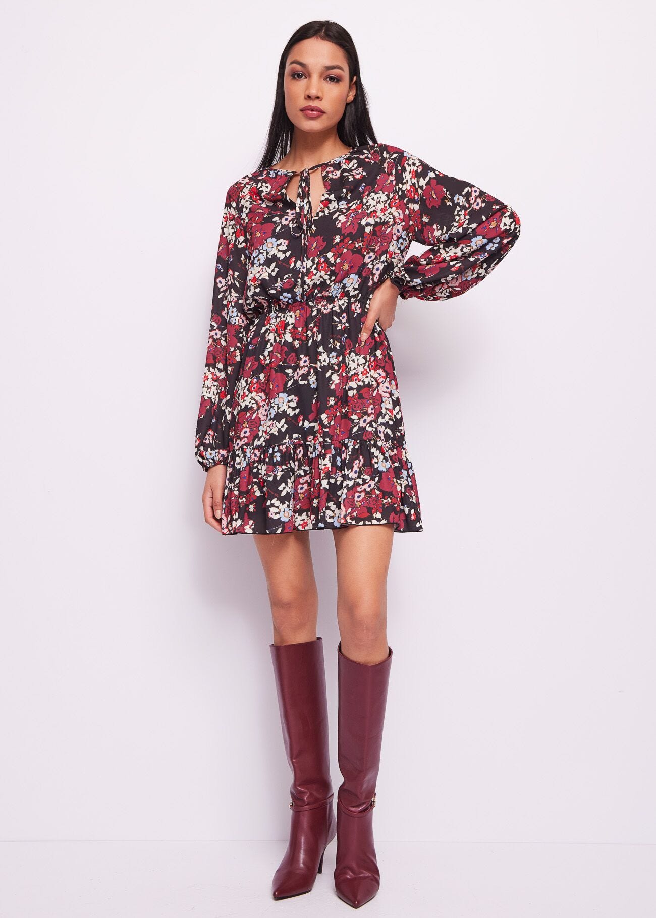 Mini abito in georgette floreale