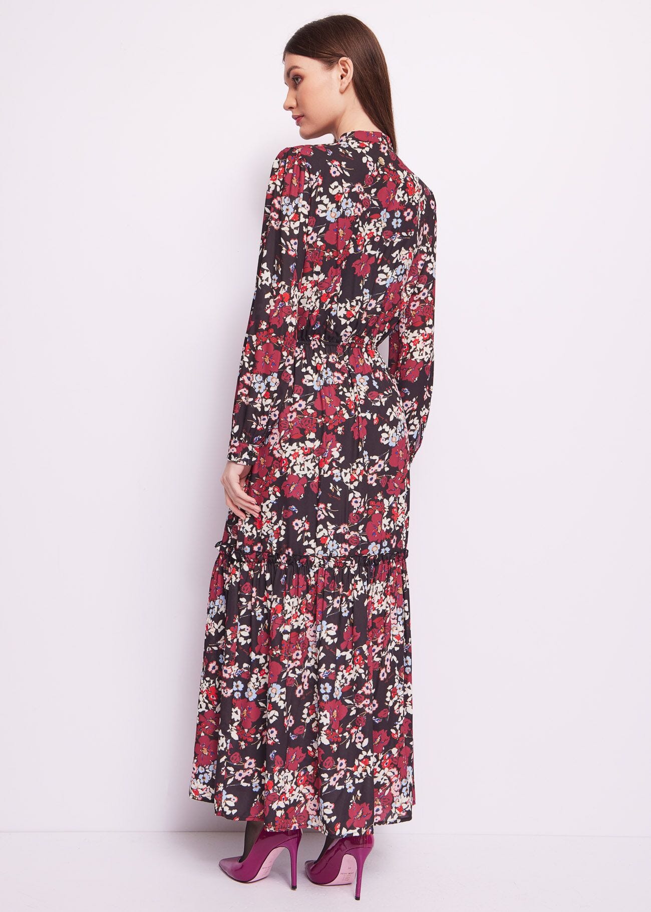 Vestido largo de georgette floral