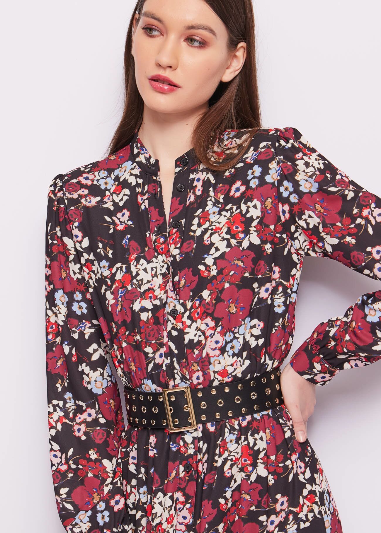 Vestido largo de georgette floral