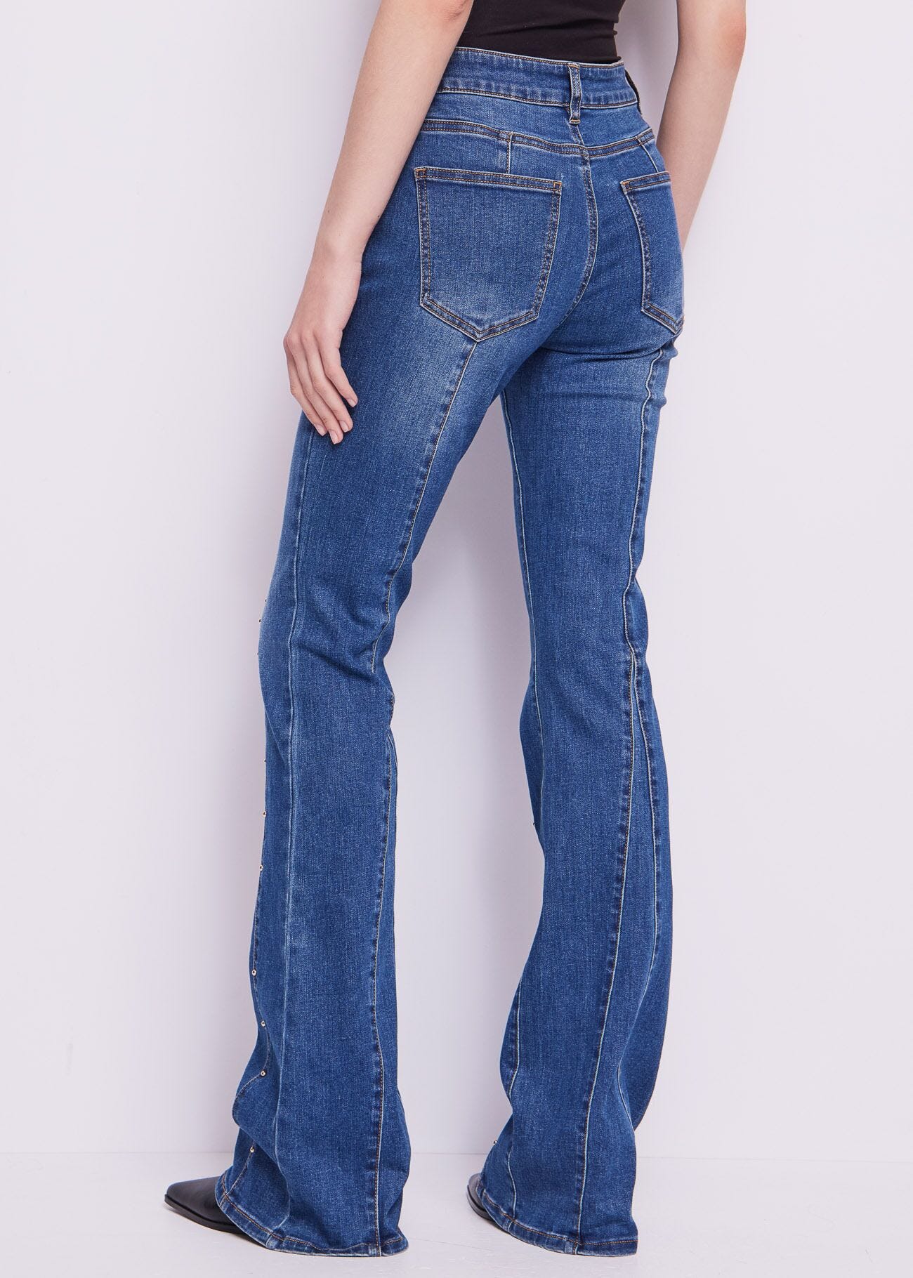 Flared cotton jeans with studs